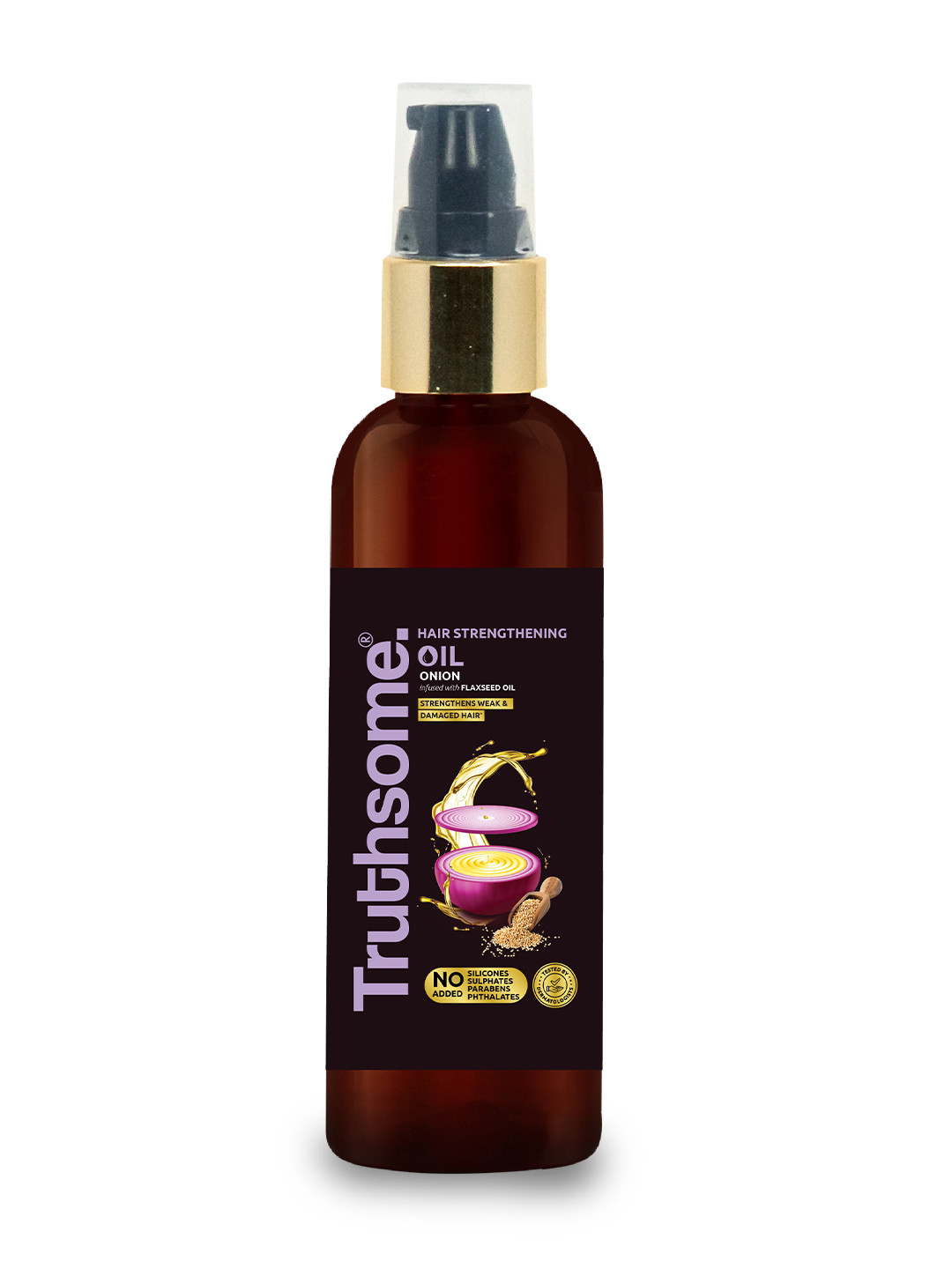 

Truthsome. Hair Strengthening Oil with Onion & Flaxseed Oil for Nourishing Hair - 200 ml, Brown