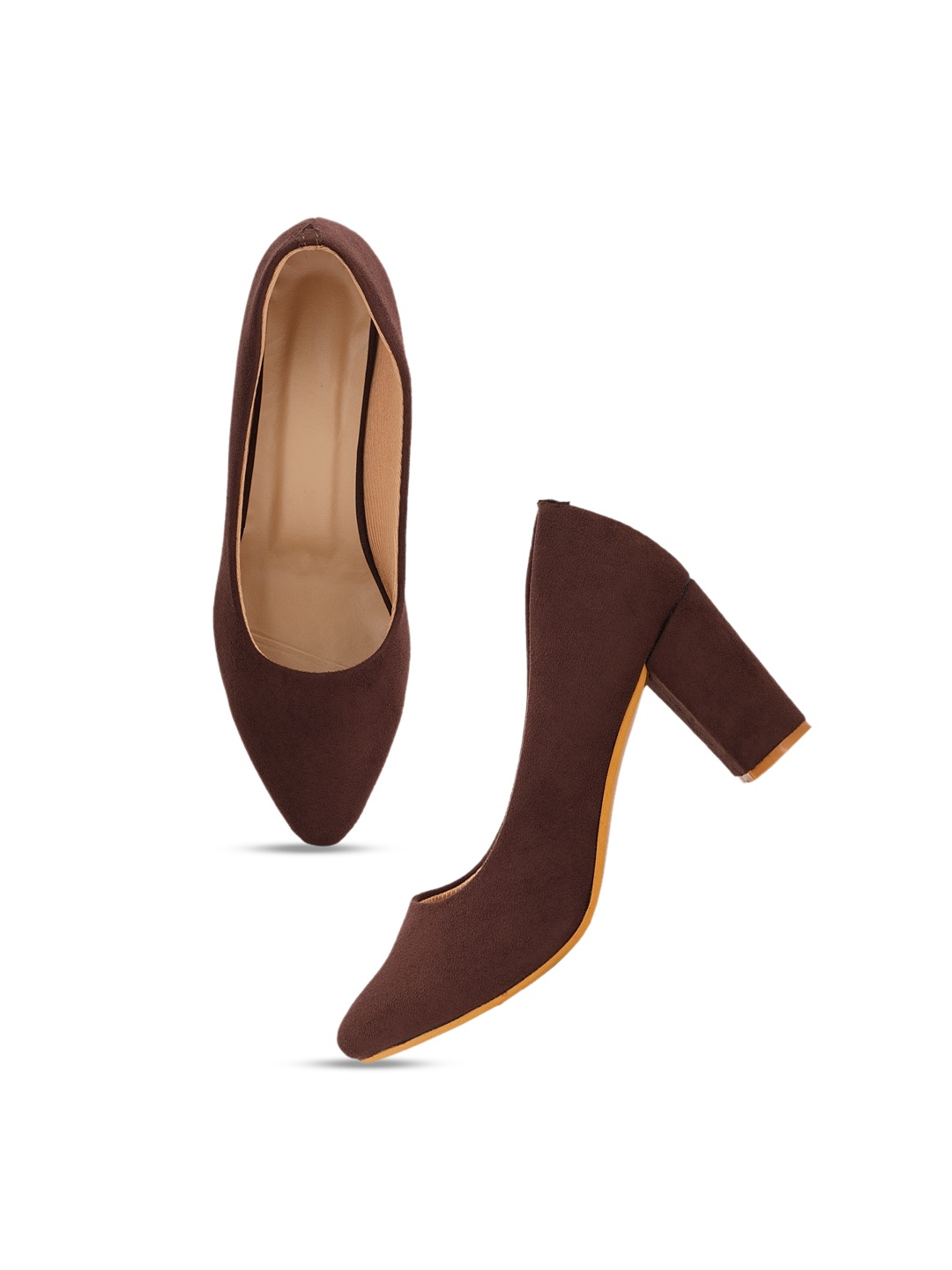 

VAYONAA Women Brown Block Pumps