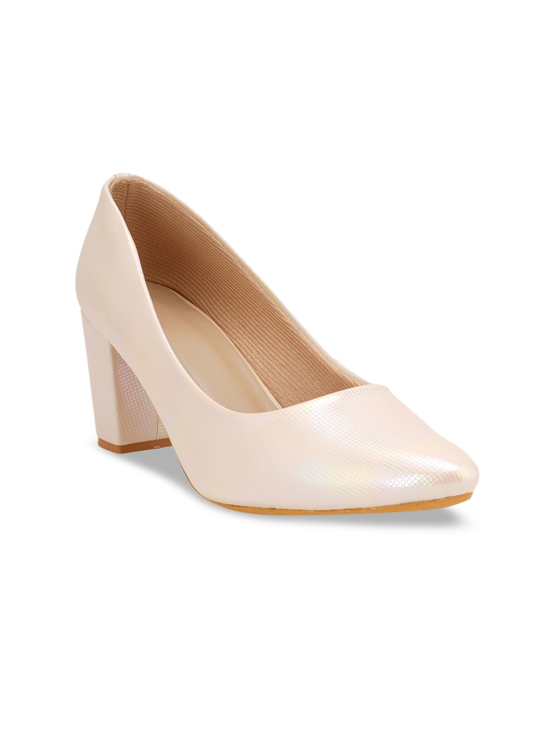 

VAYONAA Women Beige Block Pumps