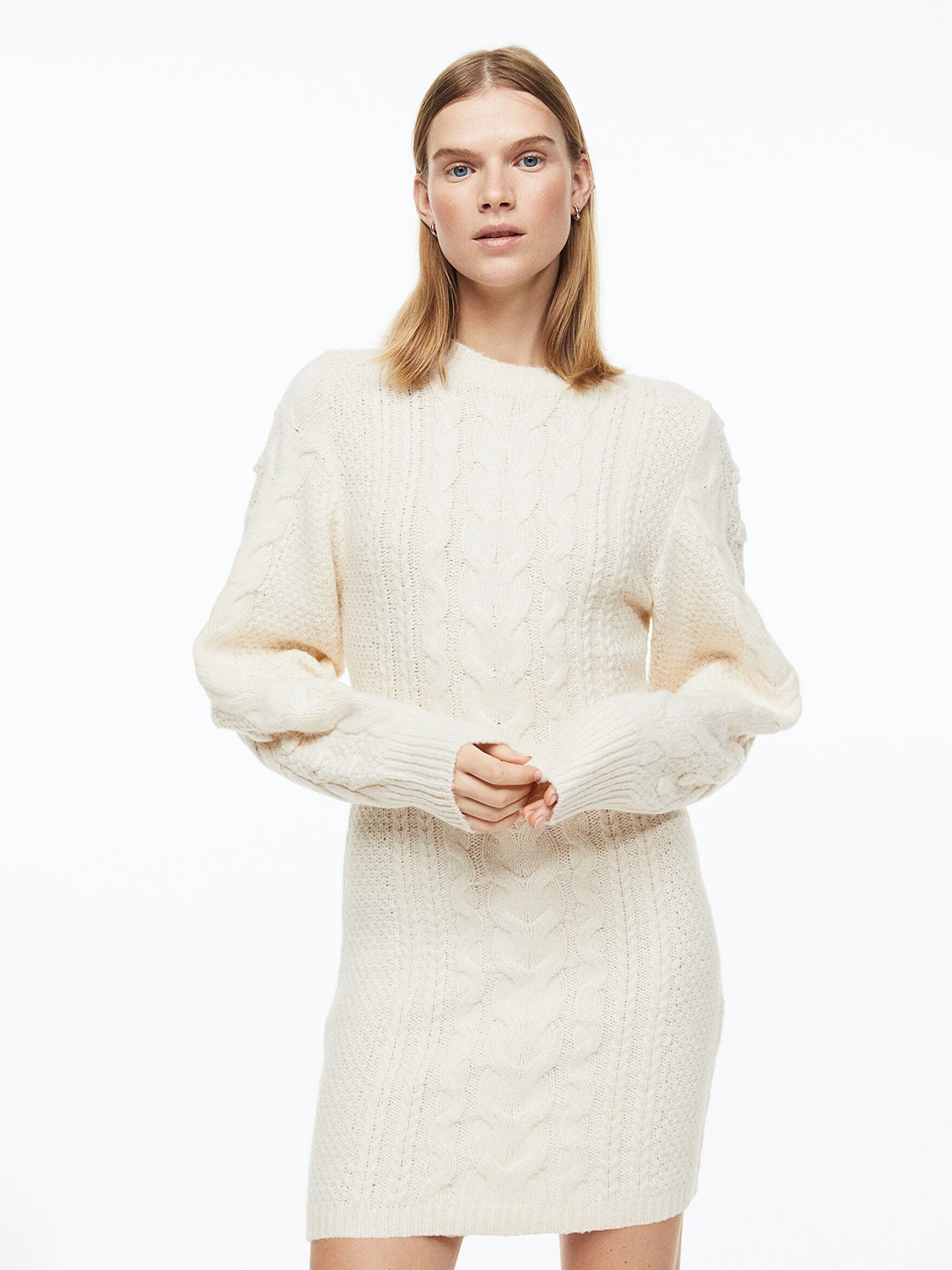 

H&M Off White Cable-Knit Dress