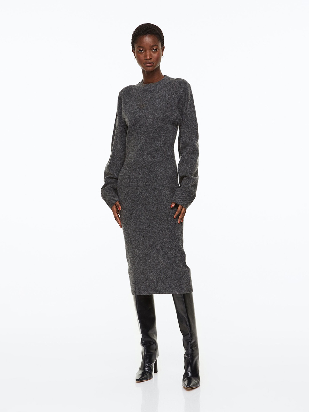 

H&M Women Grey Knitted Bodycon Dress