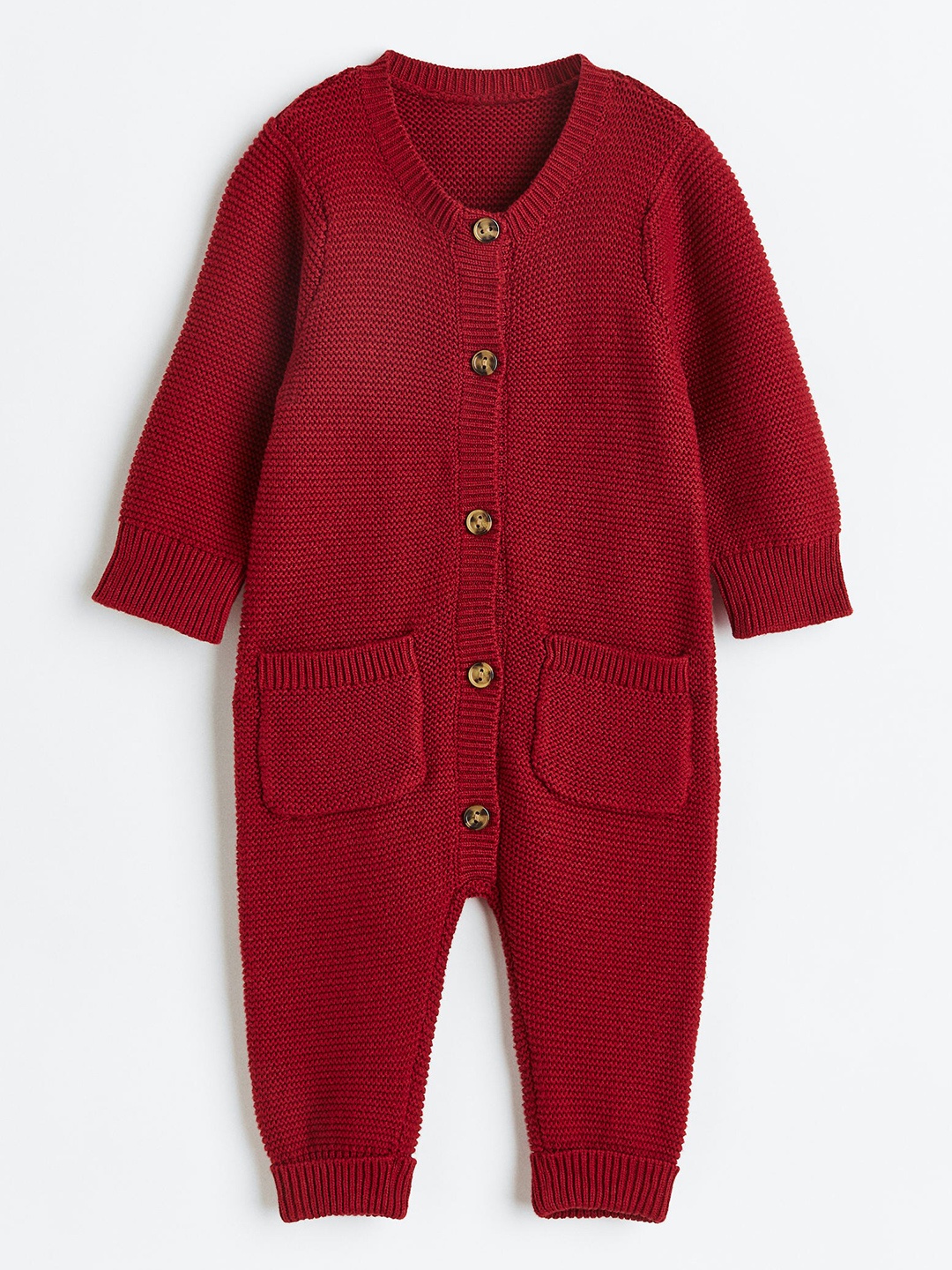 

H&M Girls Red Knitted Cotton All-In-One Suit