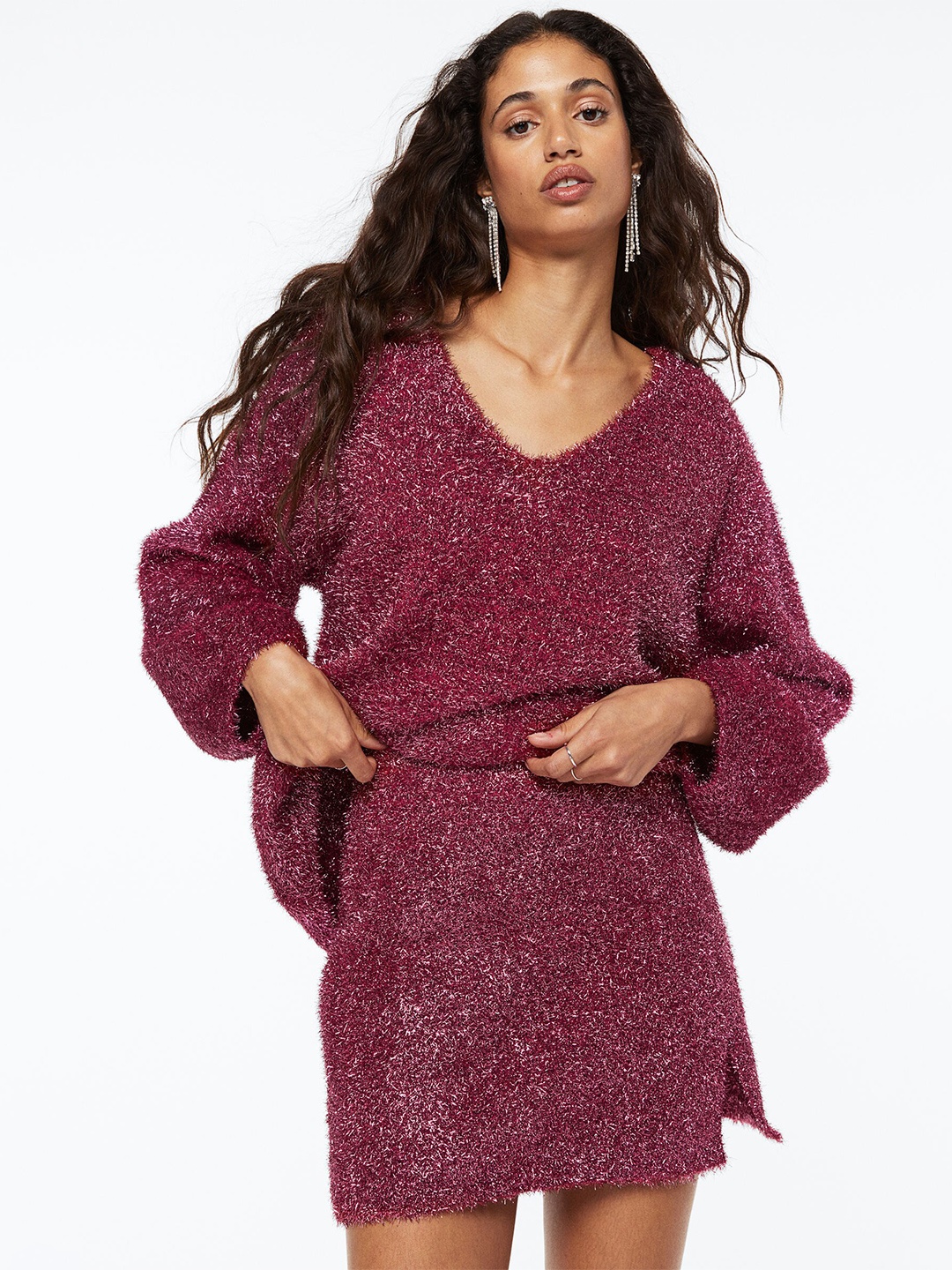 

H&M Women Pink Glittery Jumper