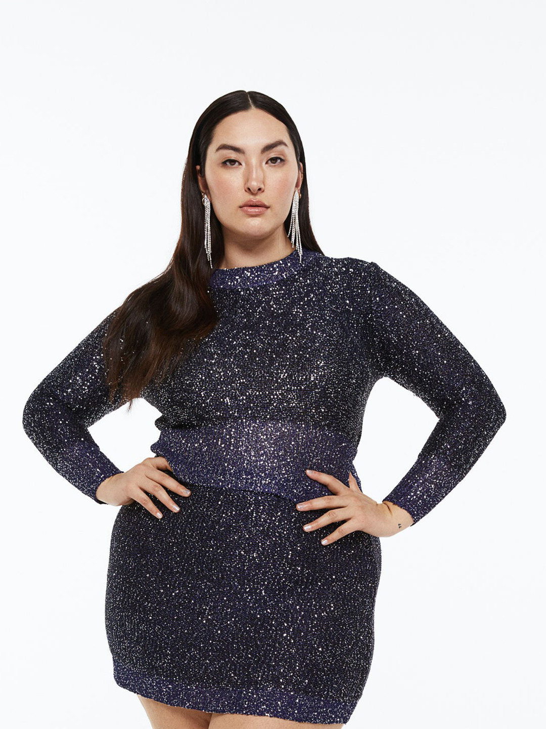 

H&M Women Blue Sequined jumper