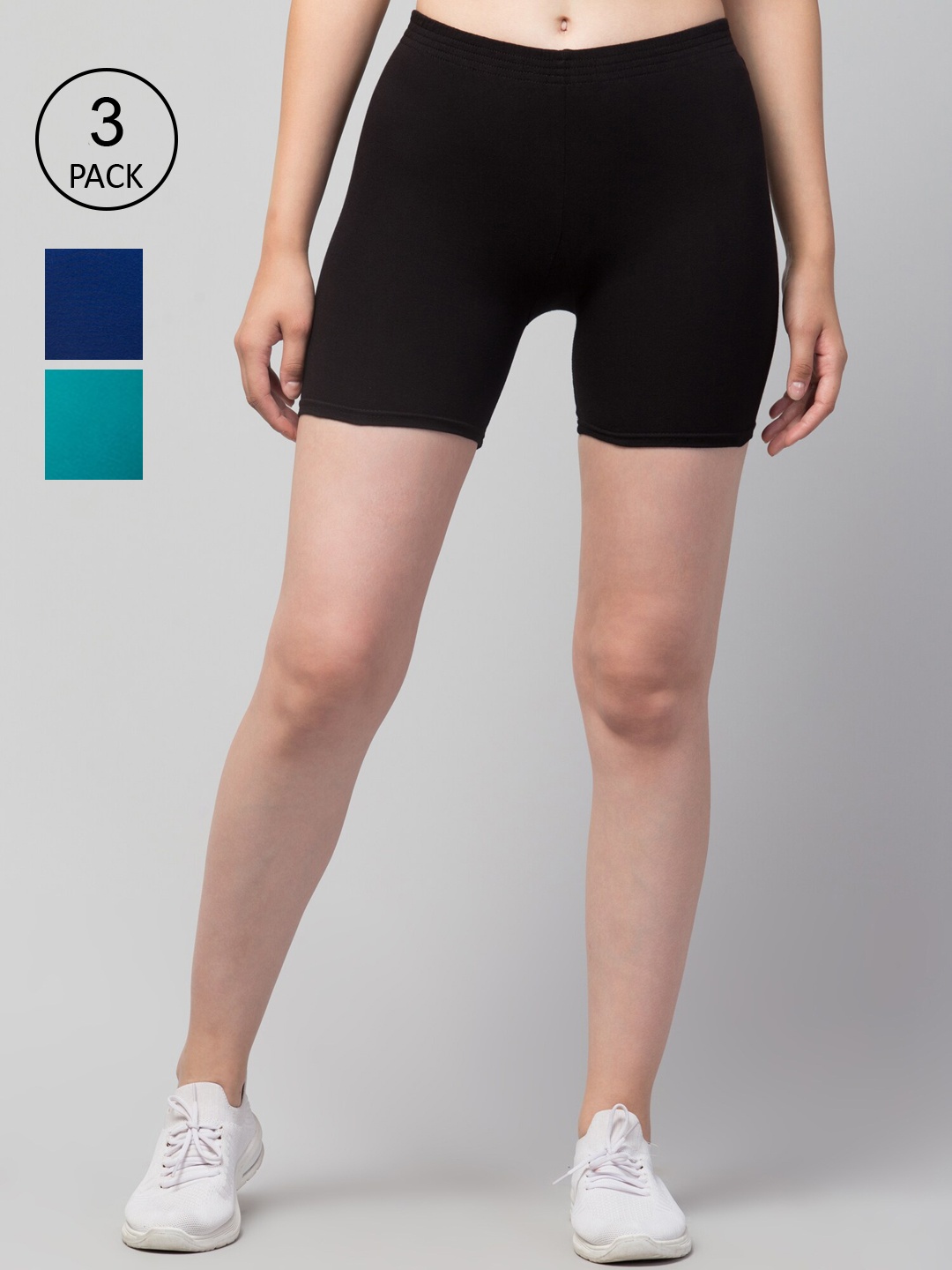 

Apraa & Parma Women Pack of 3 Slim Fit Cycling Sports Shorts, Black