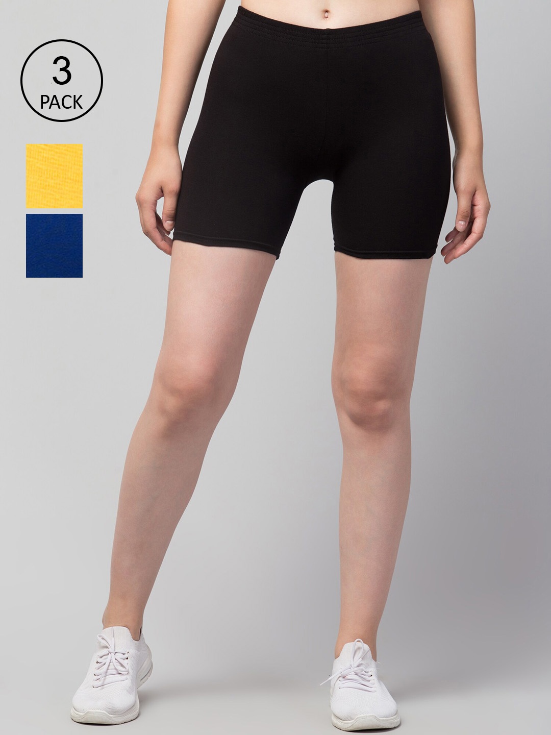 Apraa & Parma Women Pack of 3 Slim Fit Cycling Hot Pants Shorts, Black