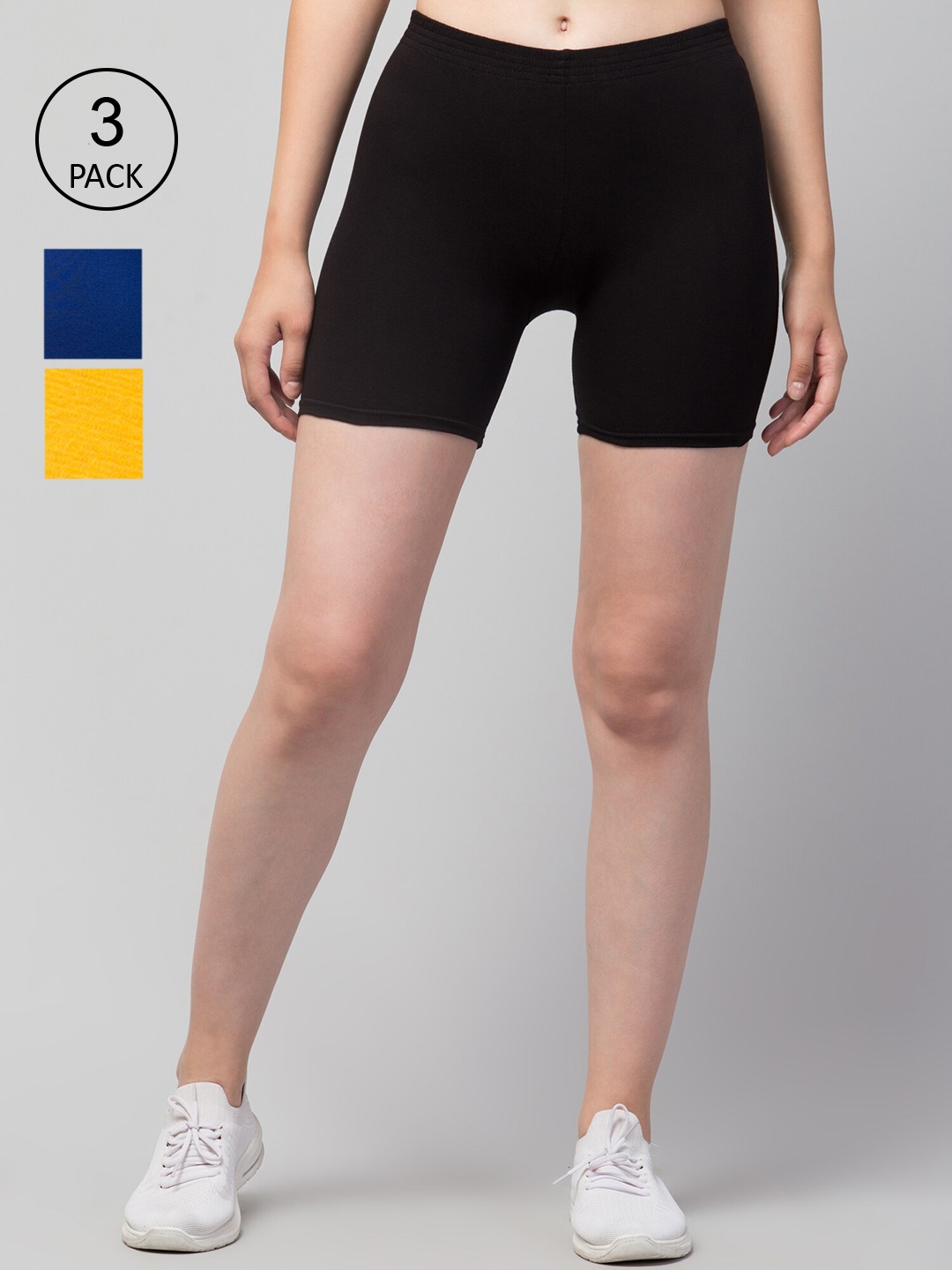 

Apraa & Parma Women Pack of 3 Slim Fit Cycling Sports Shorts, Black