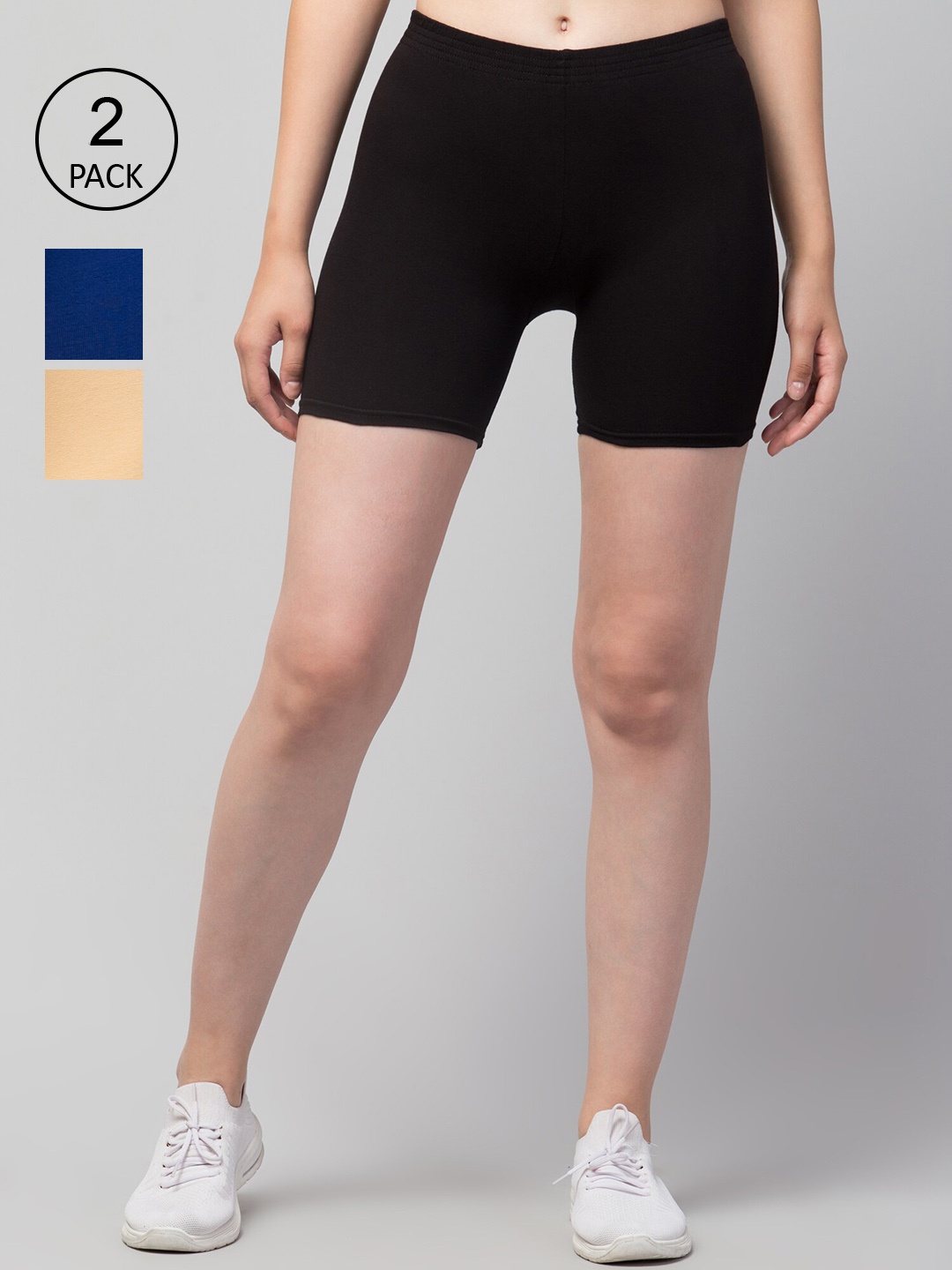 

Apraa & Parma Pack of 3 Slim Fit Cotton Cycling Sports Shorts, Black