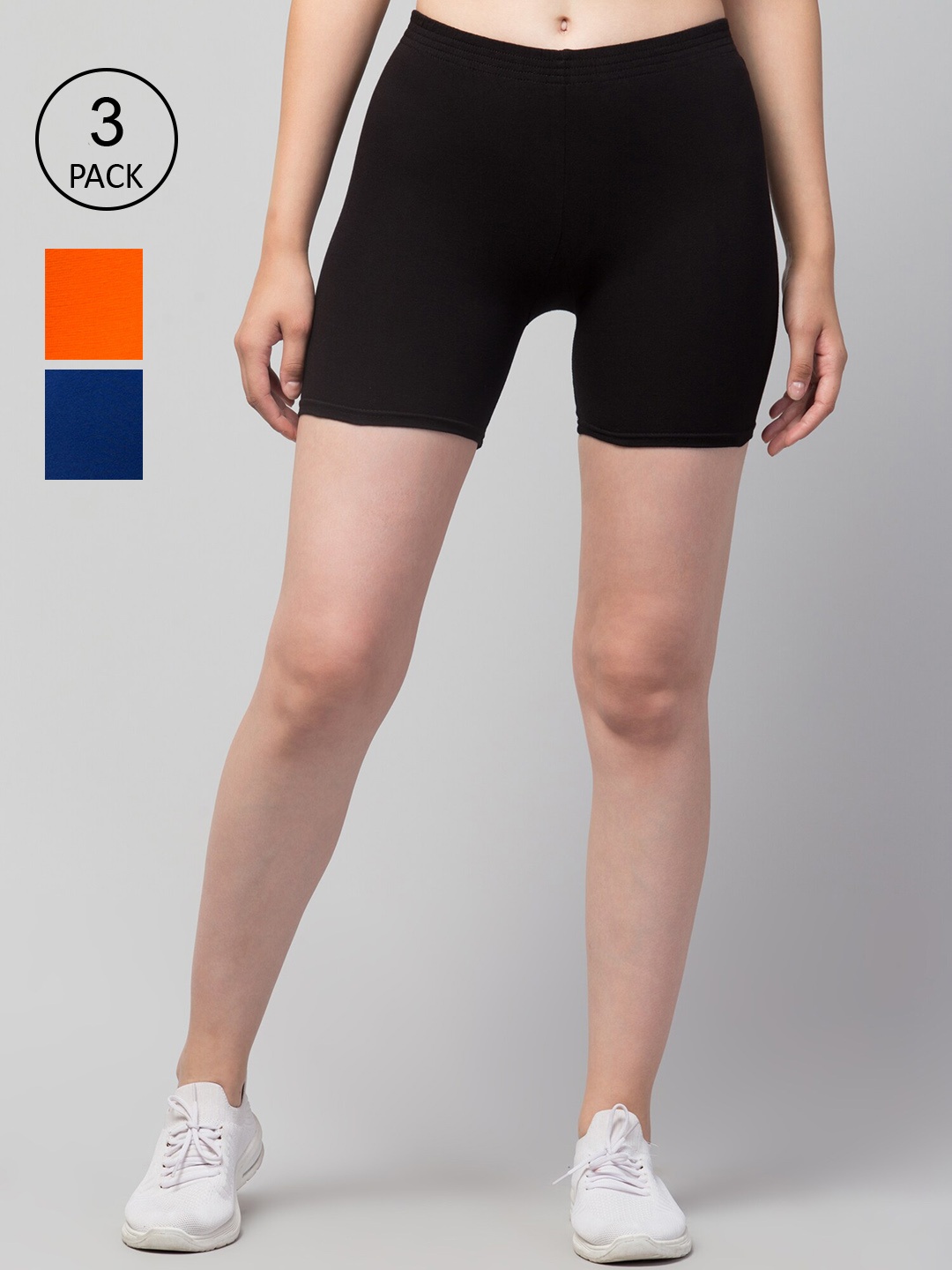 

Apraa & Parma Pack of 3 Slim Fit Cotton Cycling Sports Shorts, Black