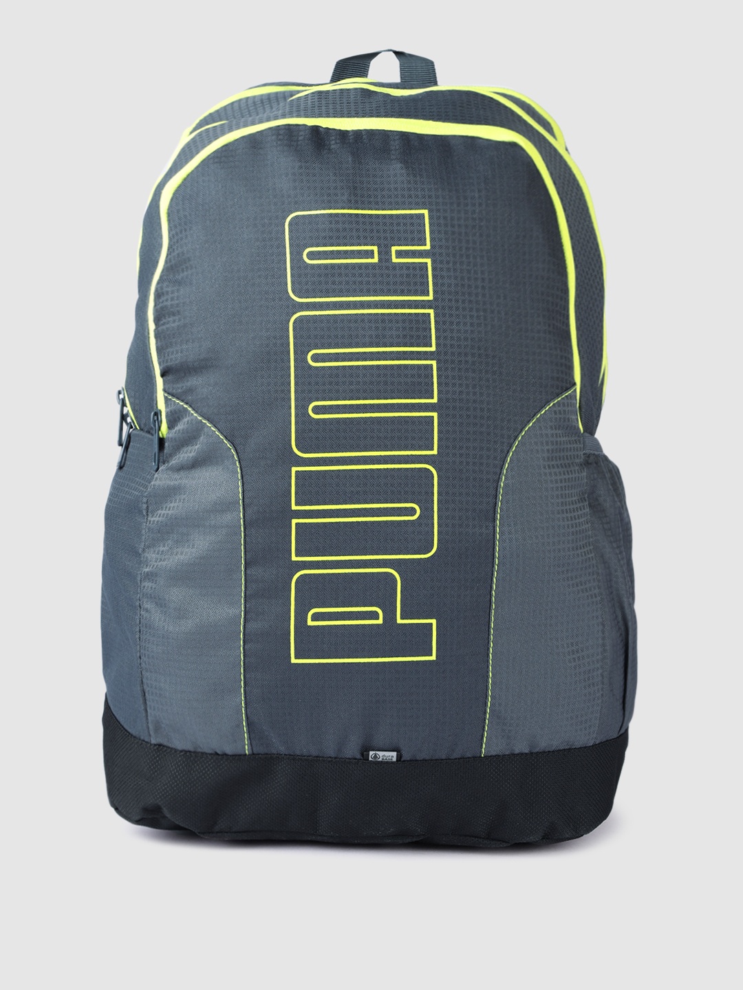 

Puma Unisex Typography Printed Dura Base Core Laptop Backpack with Contrast Zip Detail, Grey