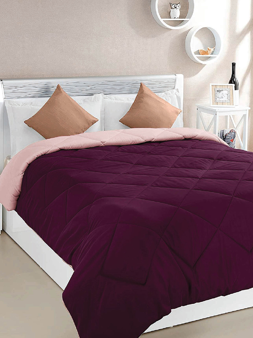 

Sleeping Owls- because your sleep matters Peach Reversible Single Bed Cotton Comforter
