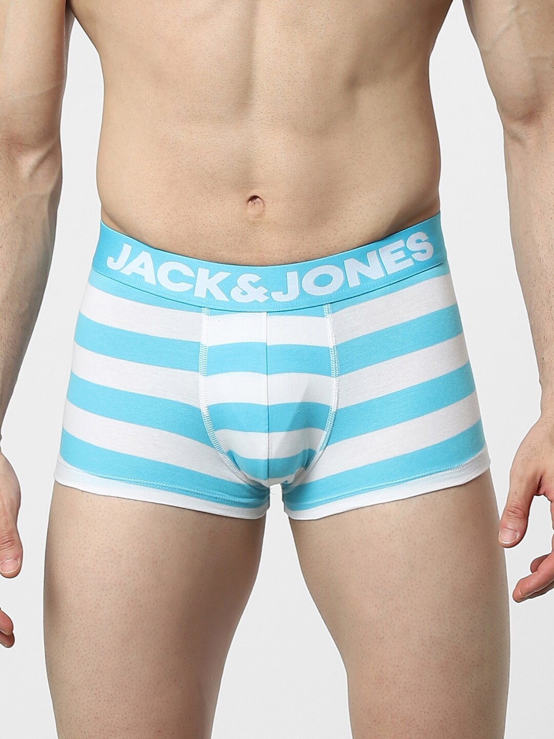 

Jack & Jones Men Blue & White Striped Cotton Trunk