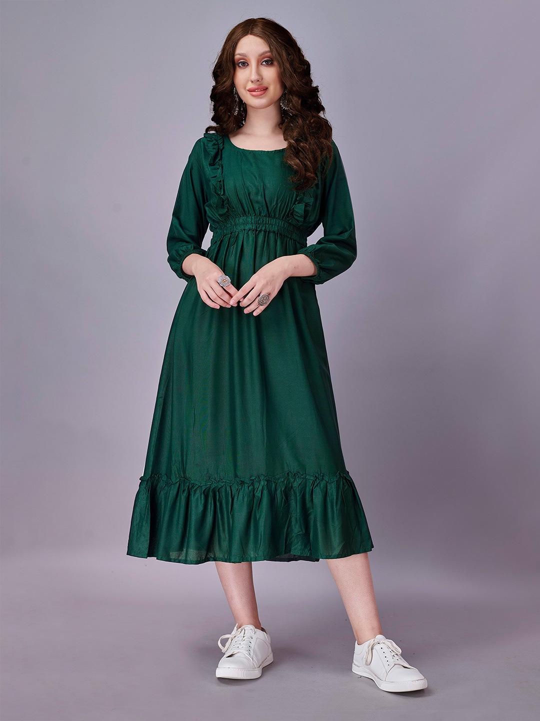 

Fashion FRICKS Women Green Empire Midi Dress