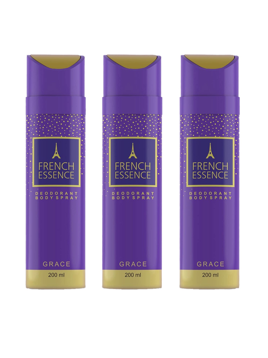 

FRENCH ESSENCE Set of 3 Grace Deodorant Body Spray 200 ml Each, Purple