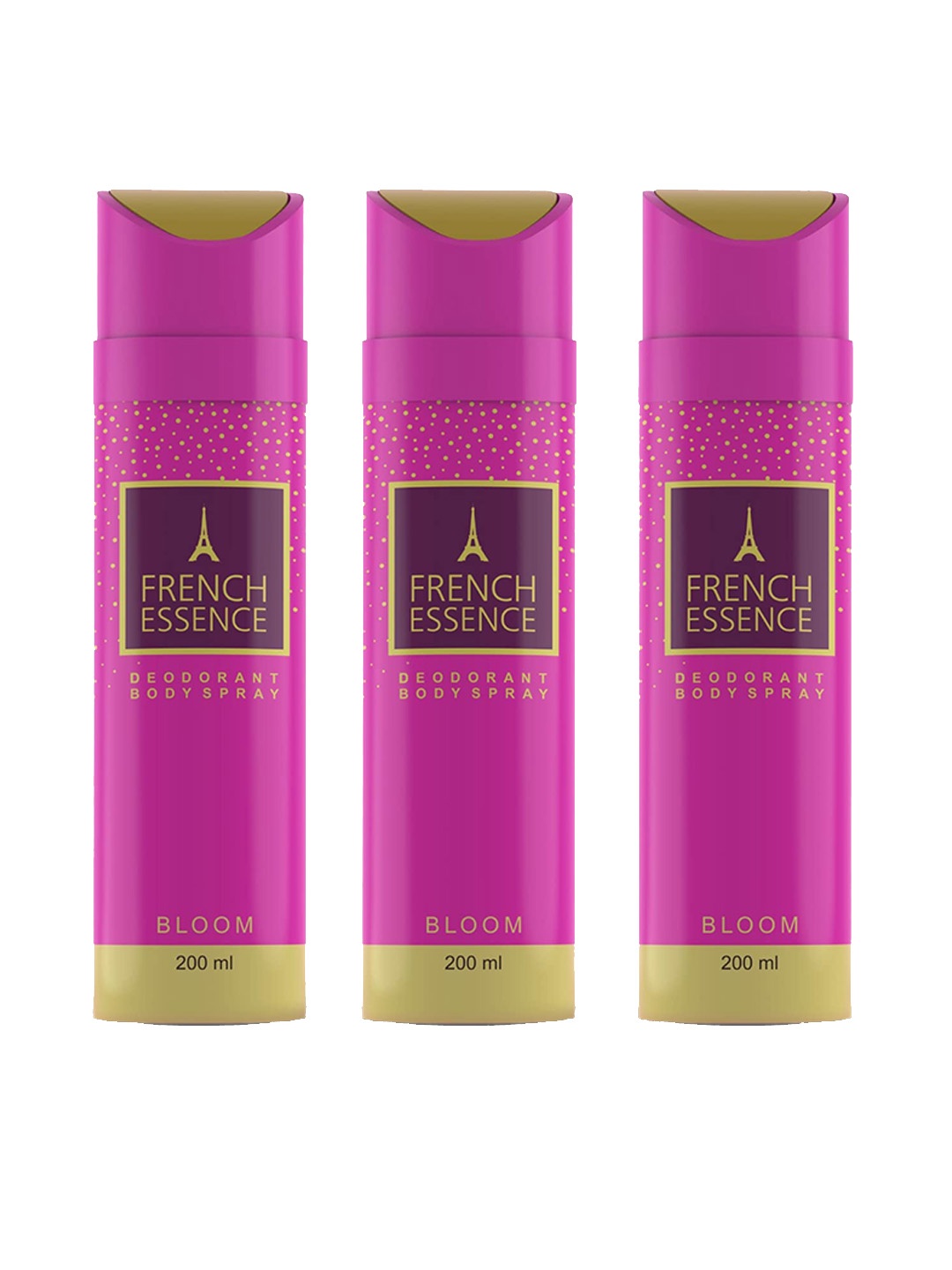 

FRENCH ESSENCE Set of 3 Bloom Deodorant Body Spray 200 ml Each, Pink