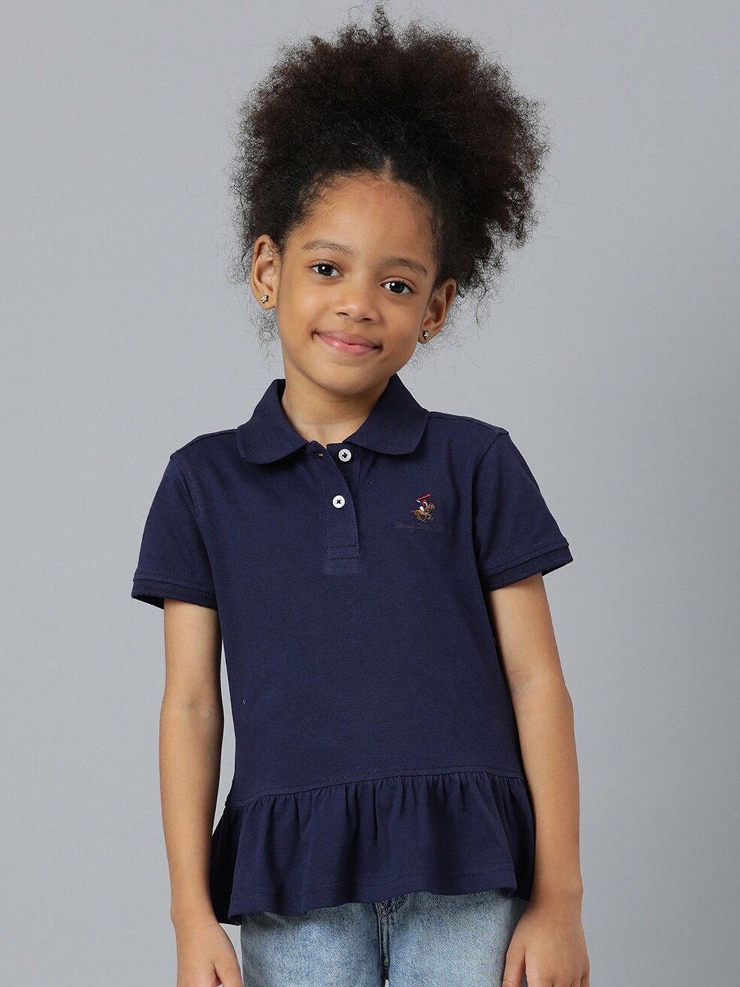 

Beverly Hills Polo Club Girls Navy Blue Polo Collar T-shirt