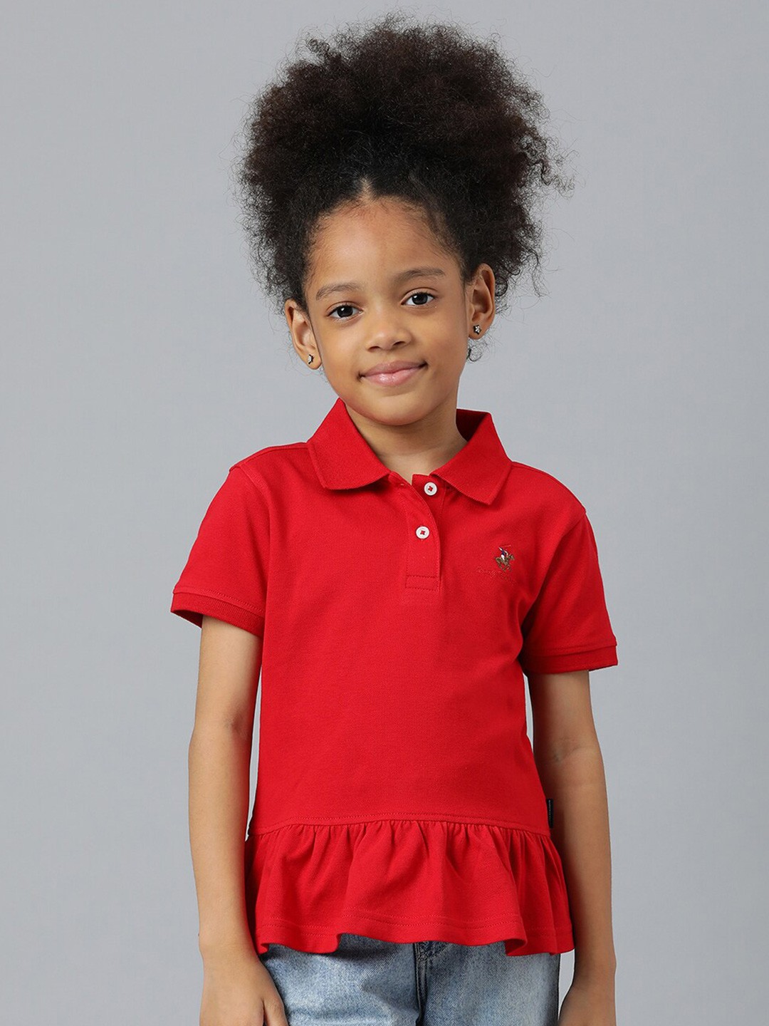 

Beverly Hills Polo Club Girls Red Polo Collar T-shirt