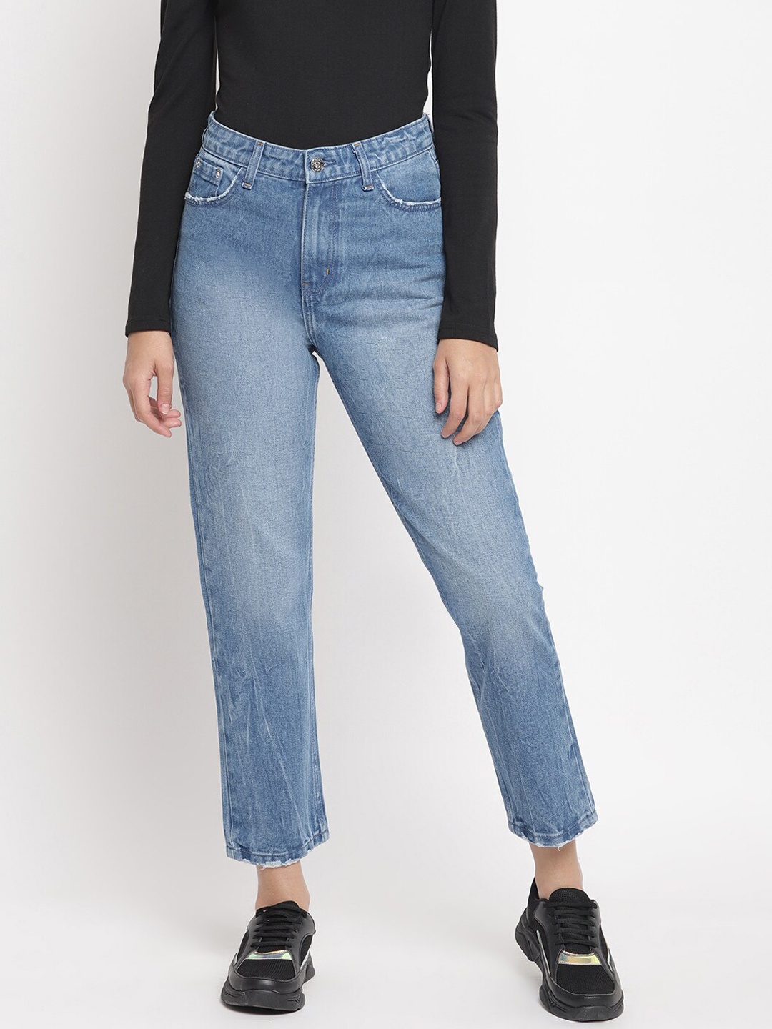

Belliskey Women Regular Fit Light Fade Casual Cotton Jeans, Blue