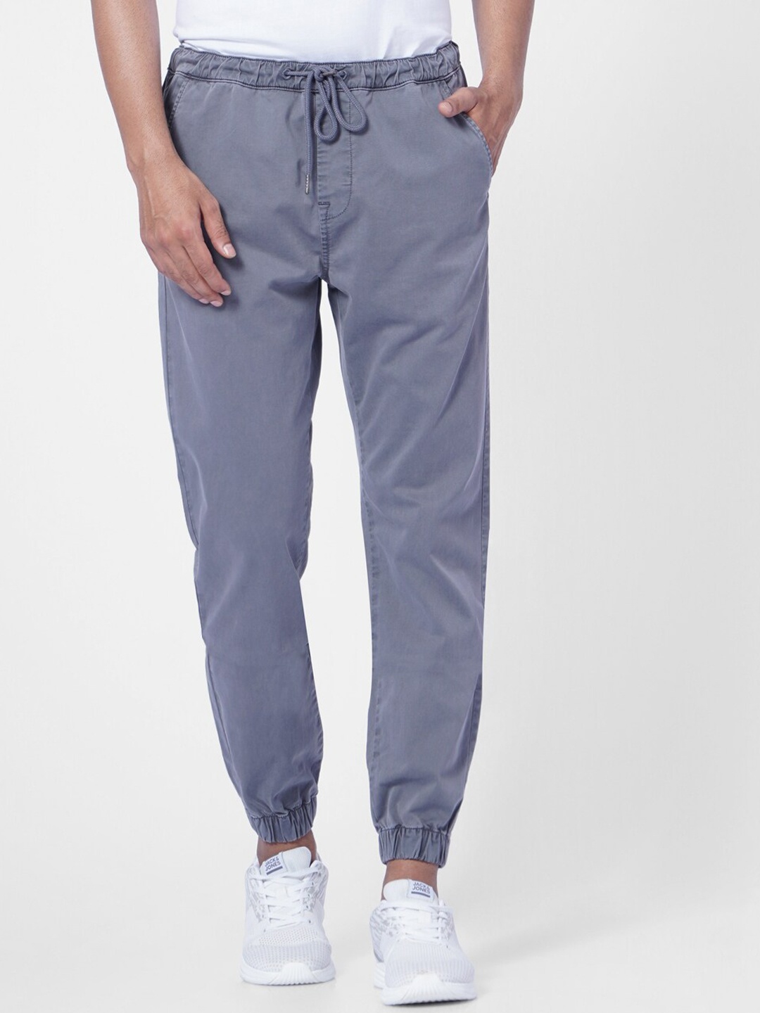 

Jack & Jones Men Grey Cotton Joggers Trousers
