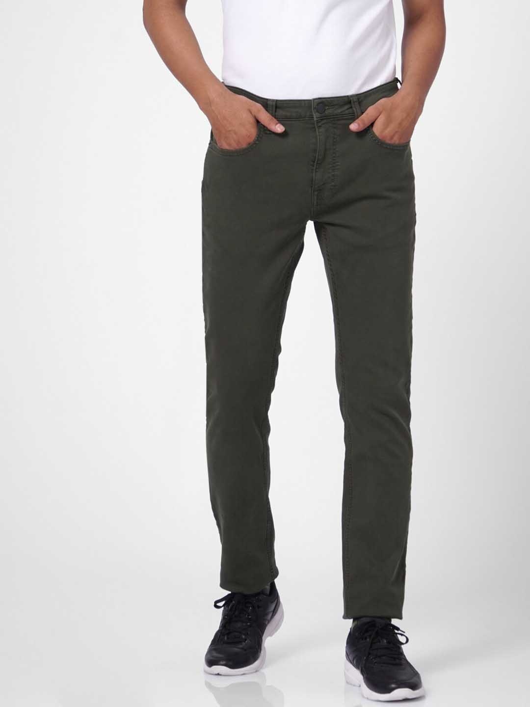 

Jack & Jones Men Green Cotton Trousers