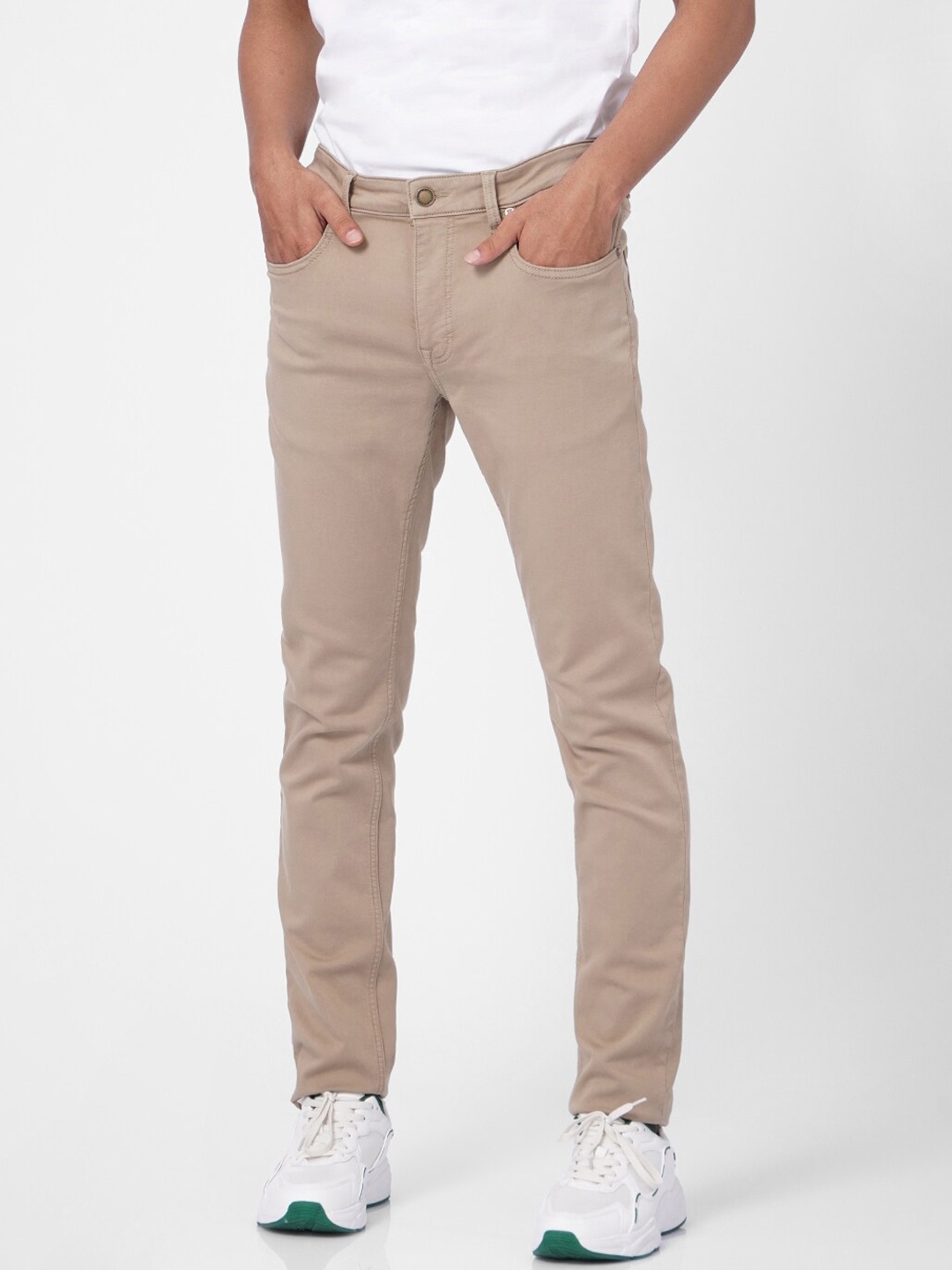 

Jack & Jones Men Beige Cotton Trousers