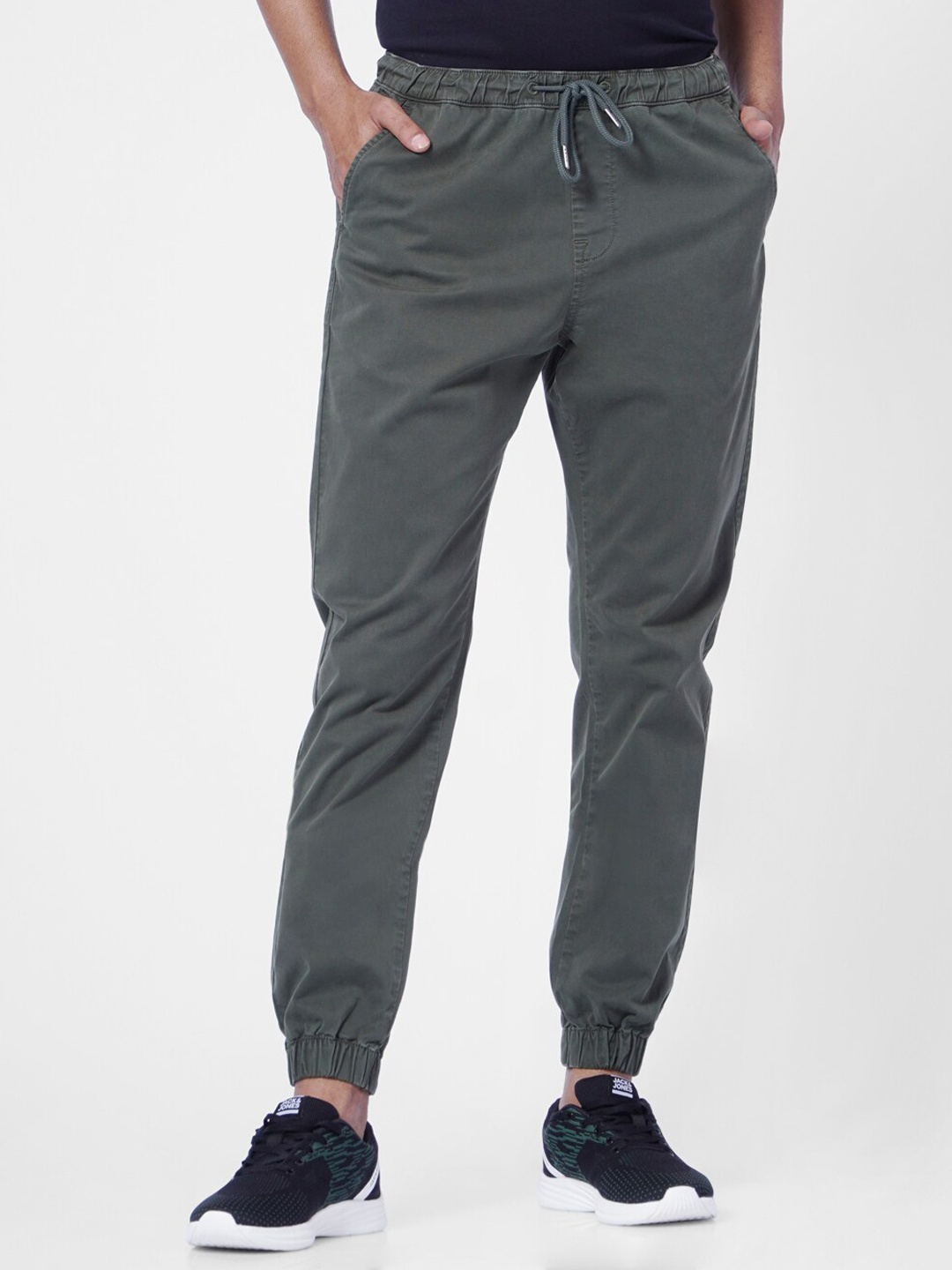 

Jack & Jones Men Green Joggers Cotton Trousers