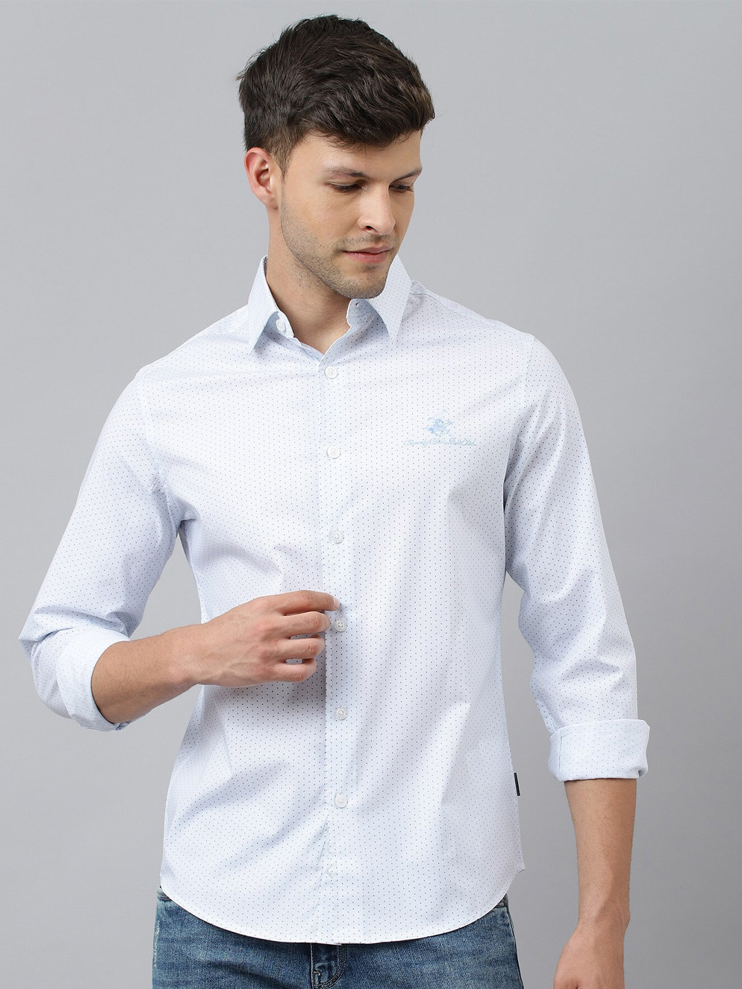

Beverly Hills Polo Club Men Printed Cotton Casual Shirt, White