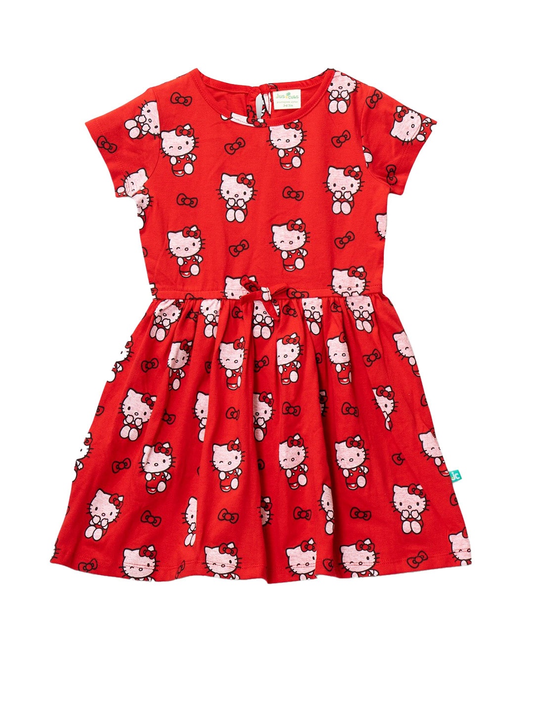 

JusCubs Kids girls Red printed Cotton Dress
