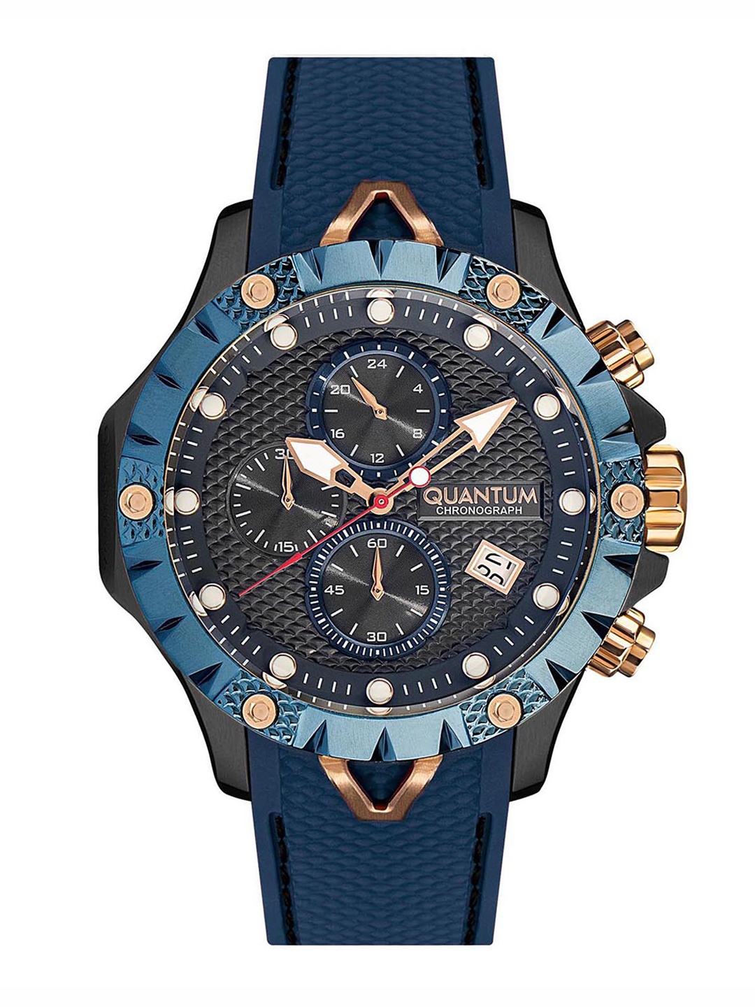 

Quantum Men Black Brass Printed Dial & Blue Bracelet Analogue Chronograph Watch- HNG957