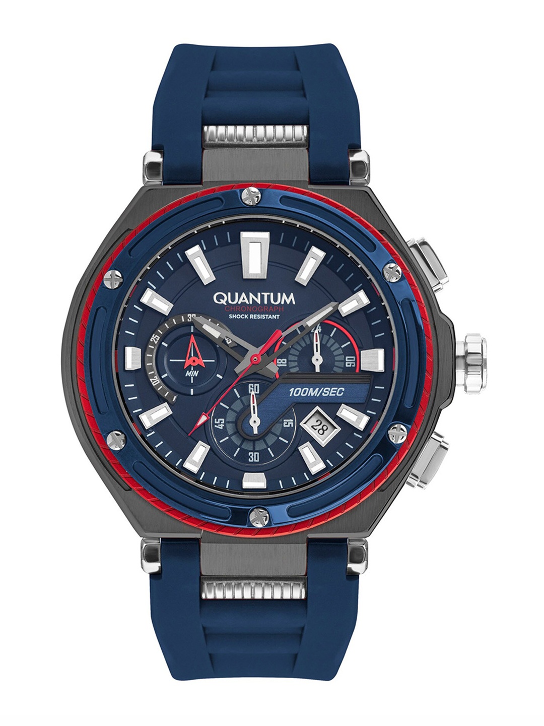 

Quantum Men Blue Brass Dial & Blue Straps Analogue Chronograph Watch