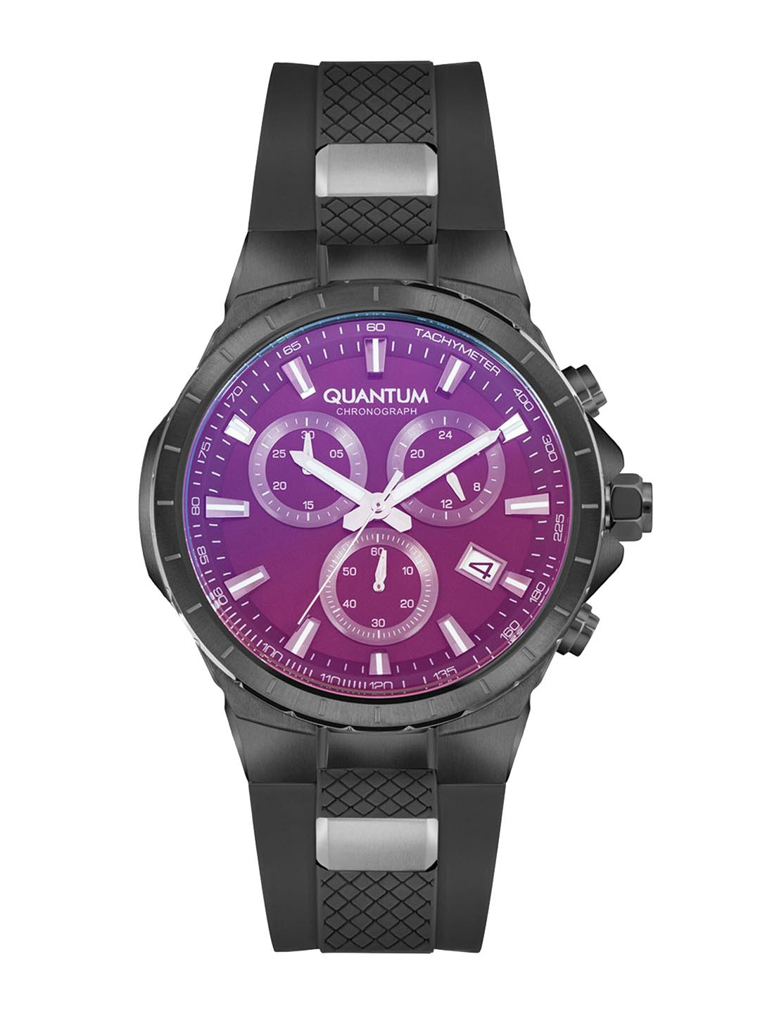 

Quantum Men Purple Brass Printed Dial & Black Straps Analogue Chronograph Watch HNG814.081