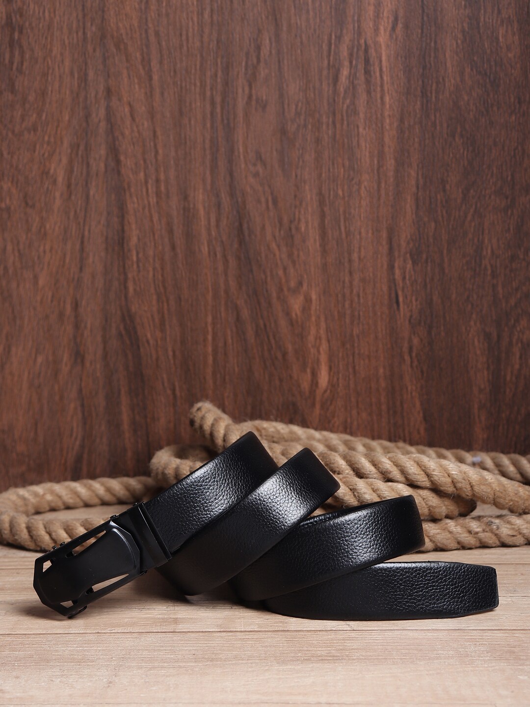 

WILD EDGE Men Black PU Solid Belt