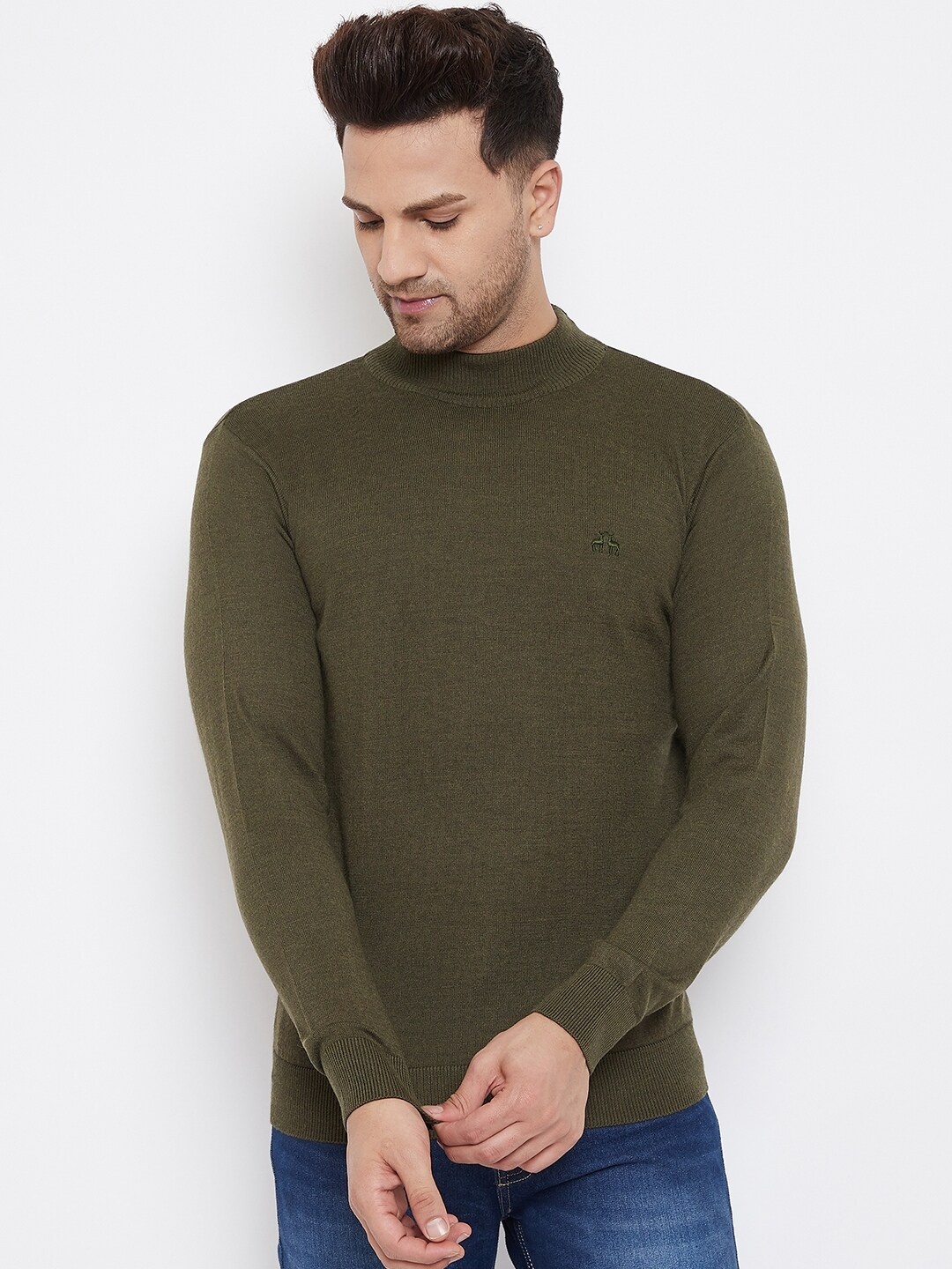 

98 Degree North Men Olive Green Pullover