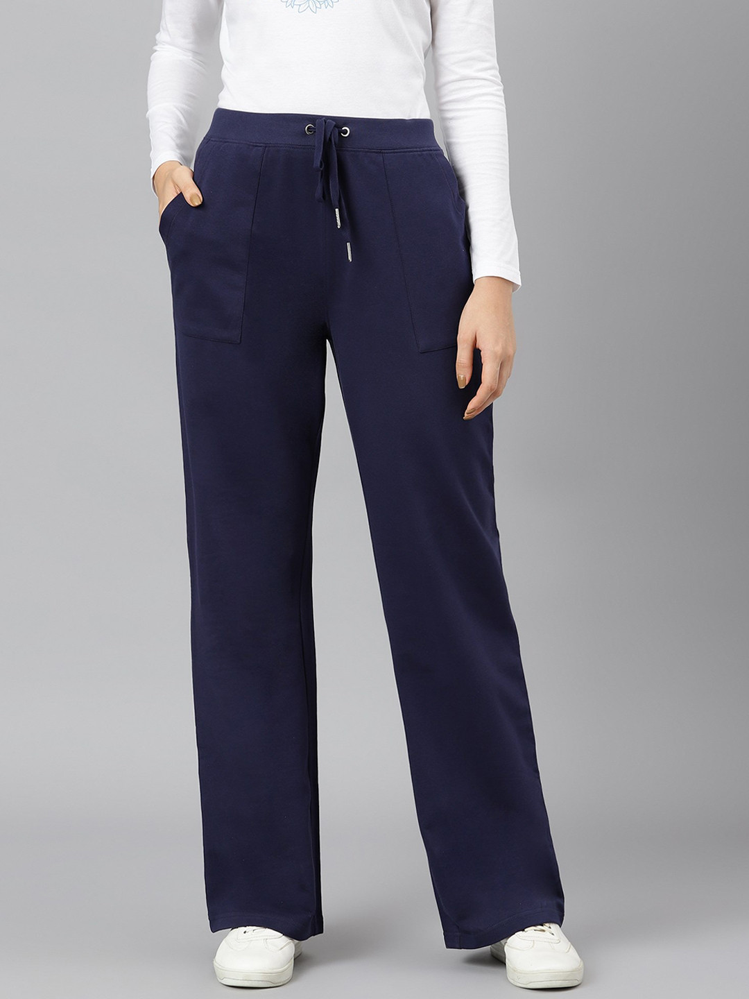 

Beverly Hills Polo Club Women Navy Blue Solid Cotton Track Pants