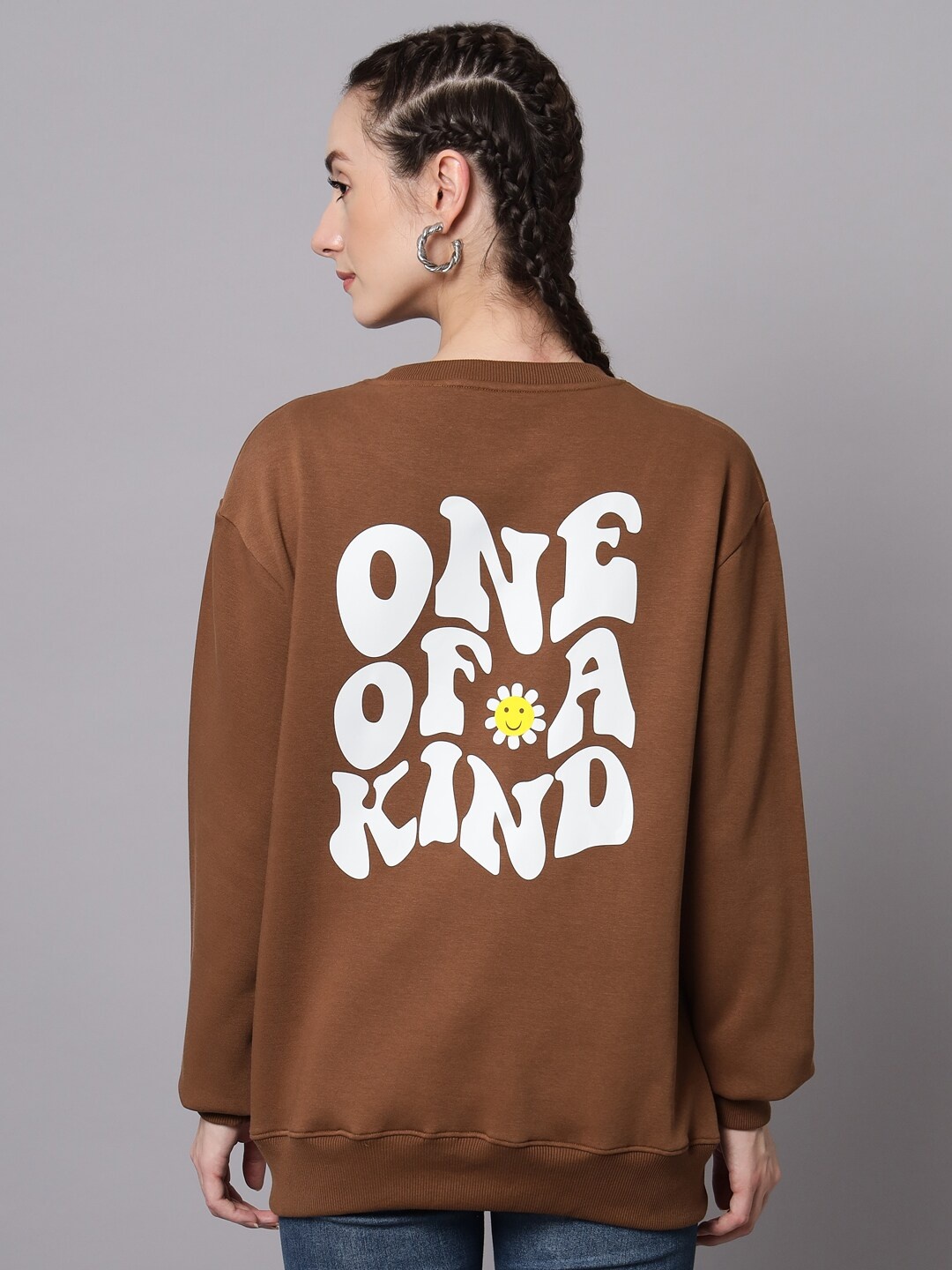 

GRIFFEL Round Neck Pullover Sweatshirt, Coffee brown