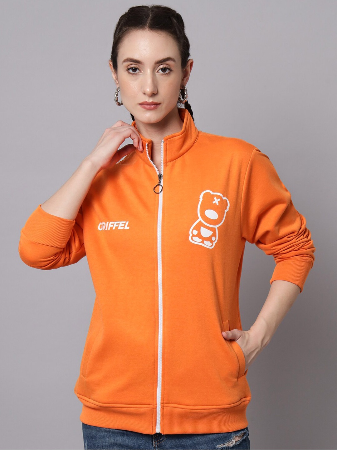 

GRIFFEL Women Orange Printed Sweatshirt