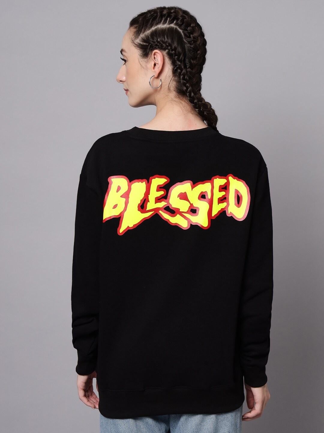 

GRIFFEL Women Black Printed Sweatshirt