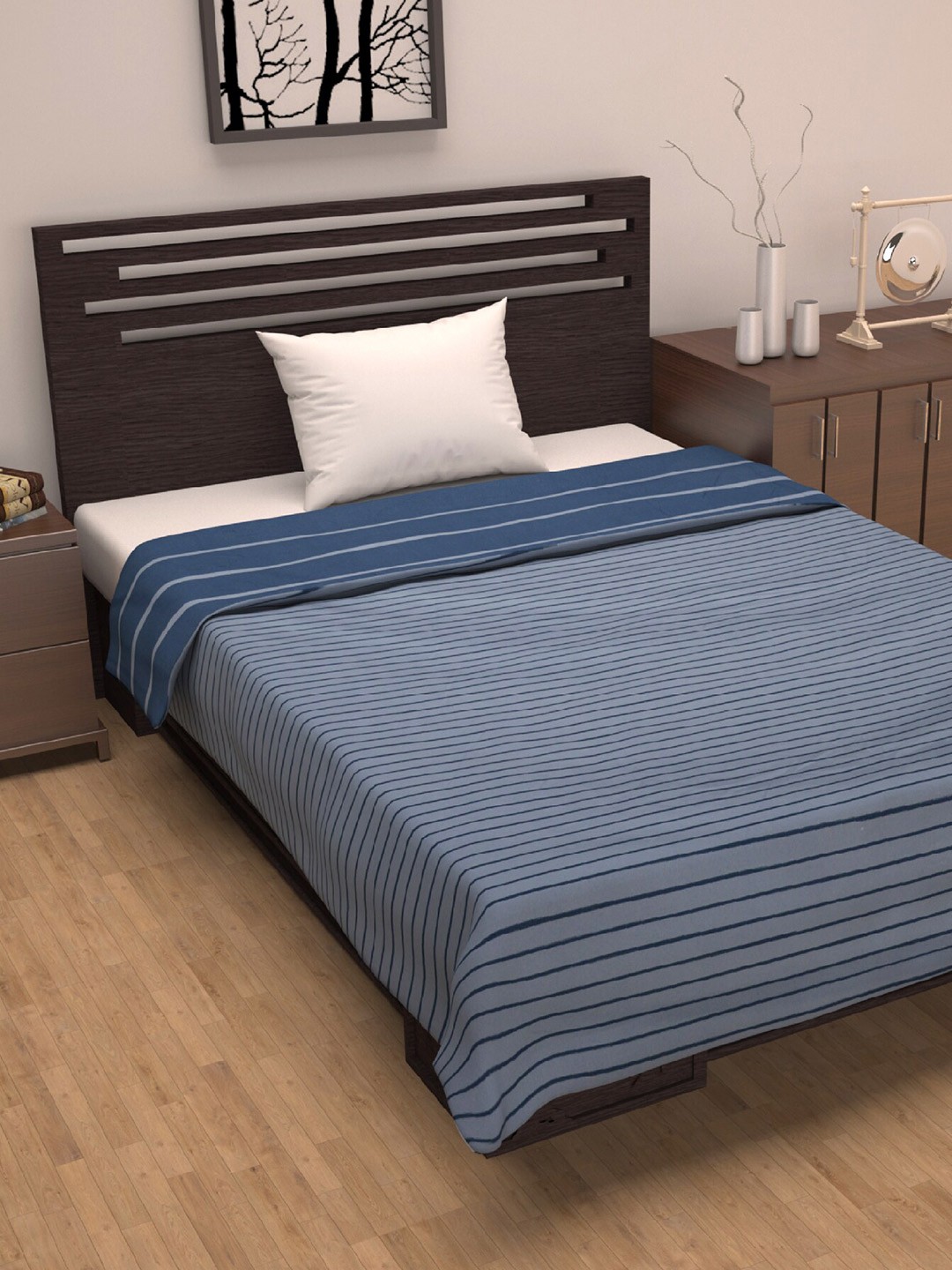

Divine Casa Blue & Grey Striped Mild Winter 120 GSM Single Bed Dohar