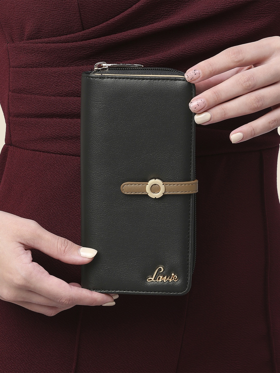 

Lavie Women Brown Printed Zip Around Wallet