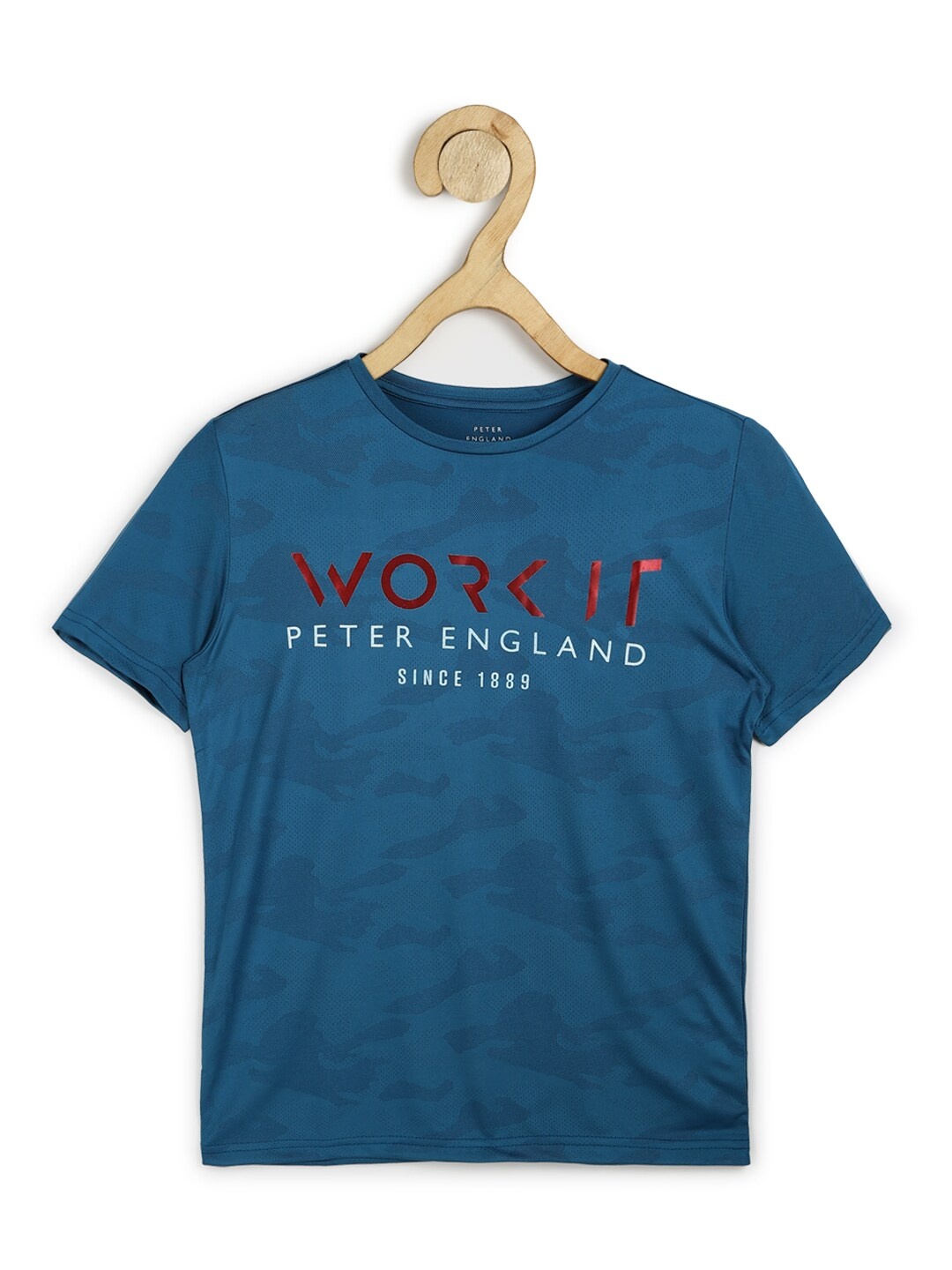 

Peter England Boys Blue Typography Printed T-shirt