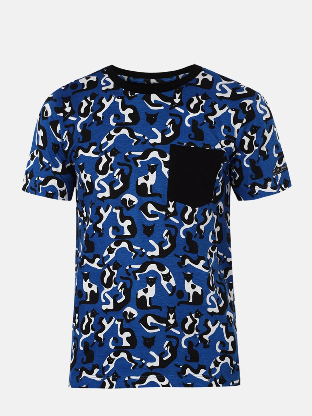 

Peter England Boys Blue Printed Cotton T-shirt