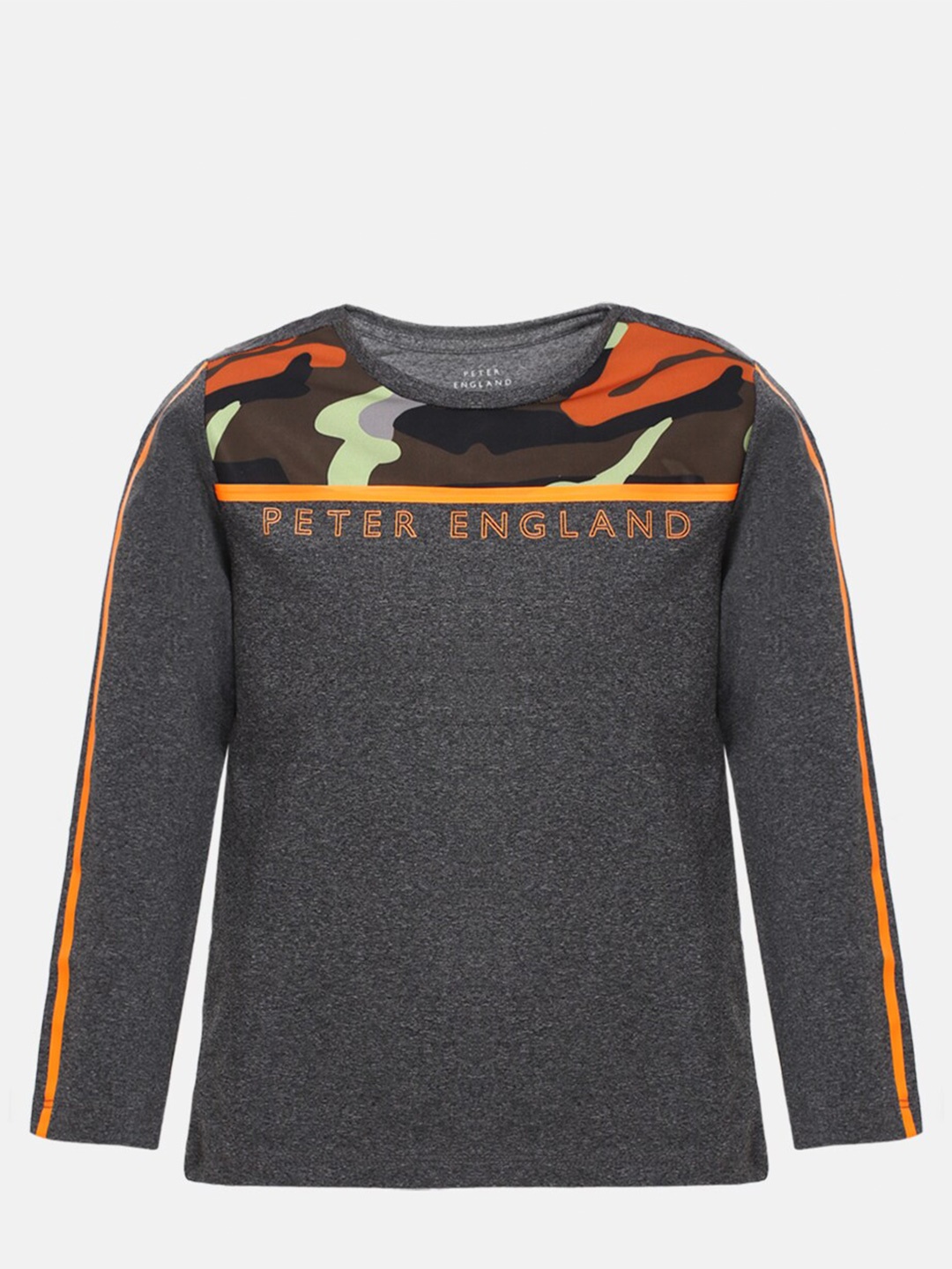 

Peter England Boys Grey Applique T-shirt