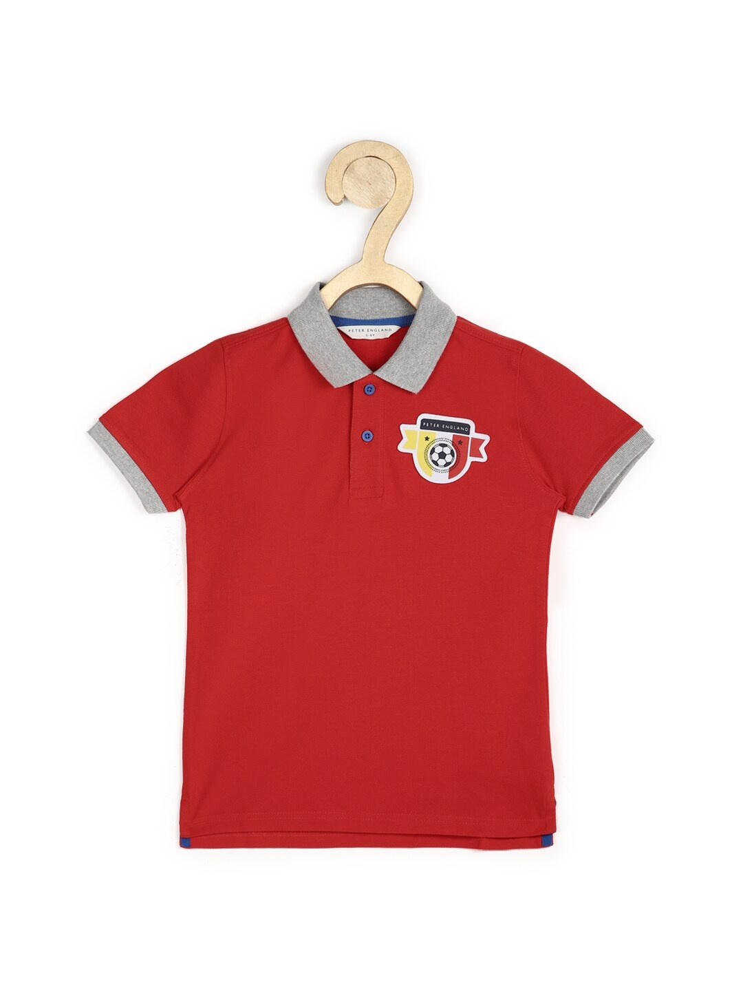 

Peter England Boys Red Polo Collar Applique T-shirt