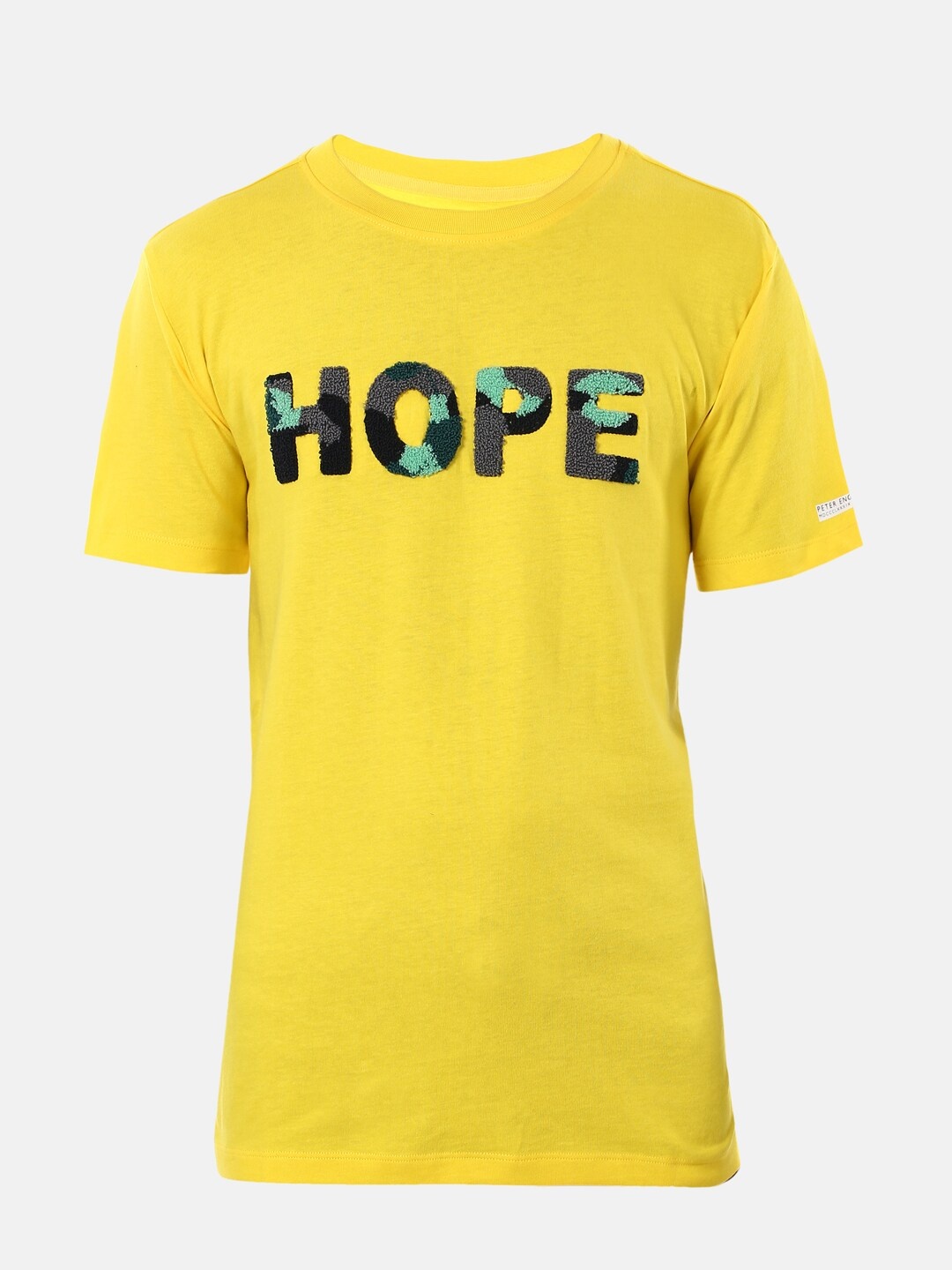 

Peter England Boys Yellow Typography T-shirt