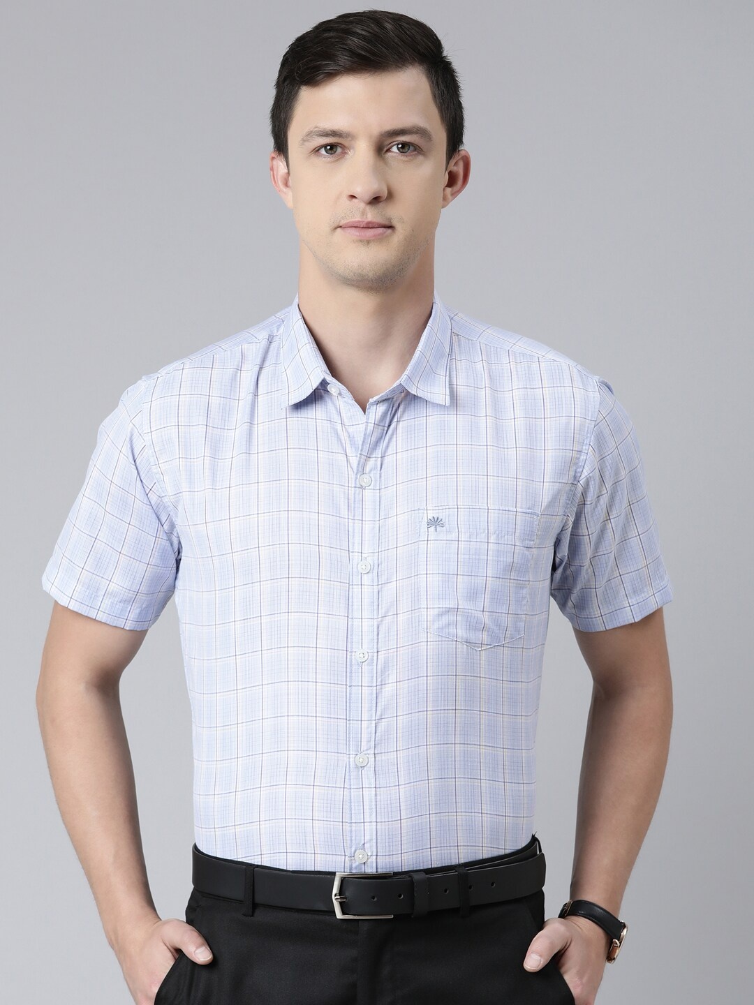 

Chennis Men Slim Fit Tartan Checked Formal Shirt, Blue