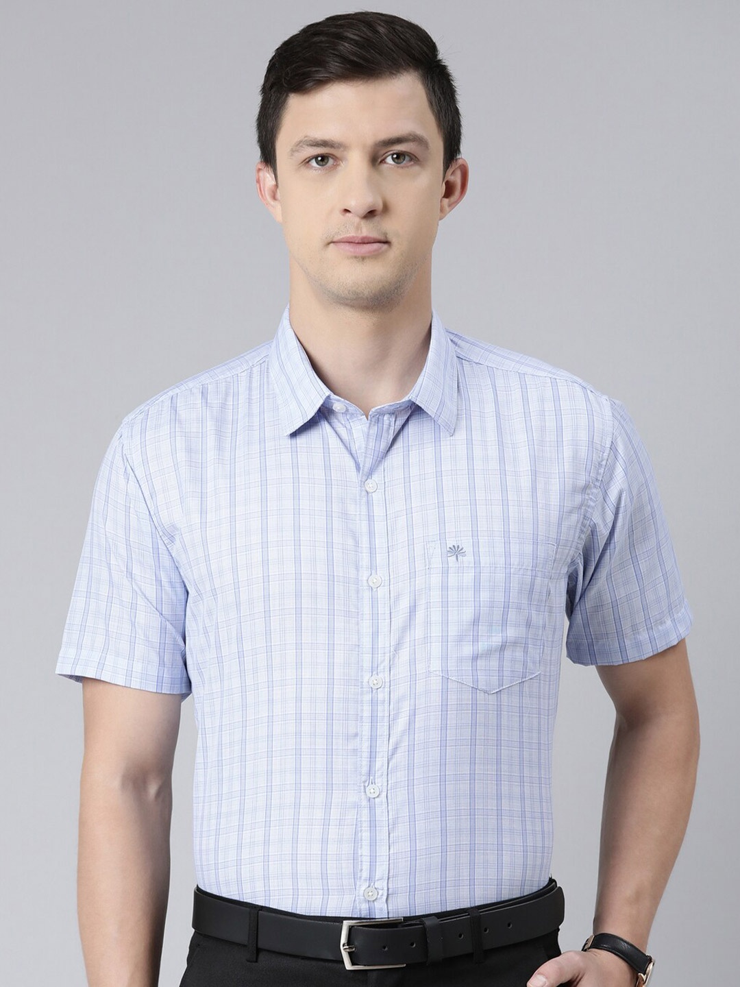 

Chennis Men Slim Fit Tartan Checked Formal Shirt, Blue