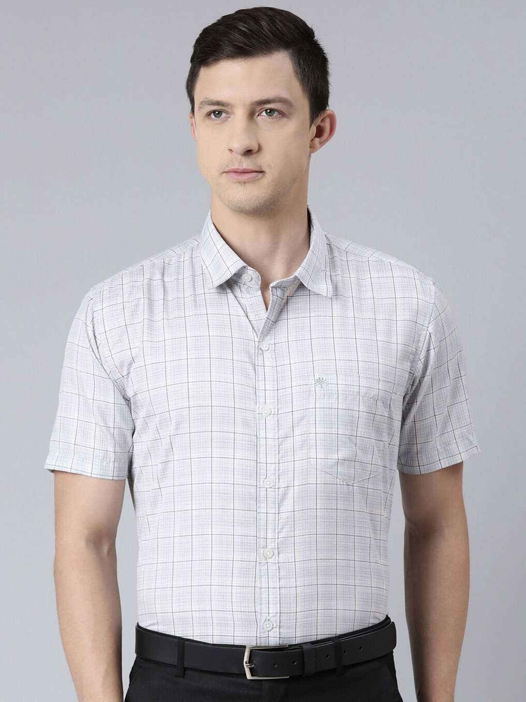 

Chennis Men Slim Fit Checked Formal Shirt, Grey