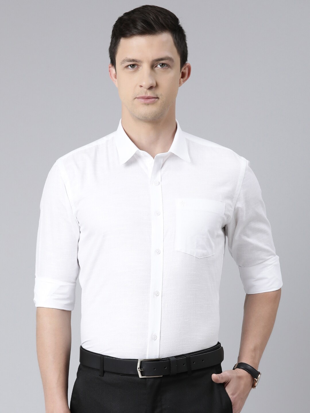 

Chennis Men White Slim Fit Cotton Formal Shirt