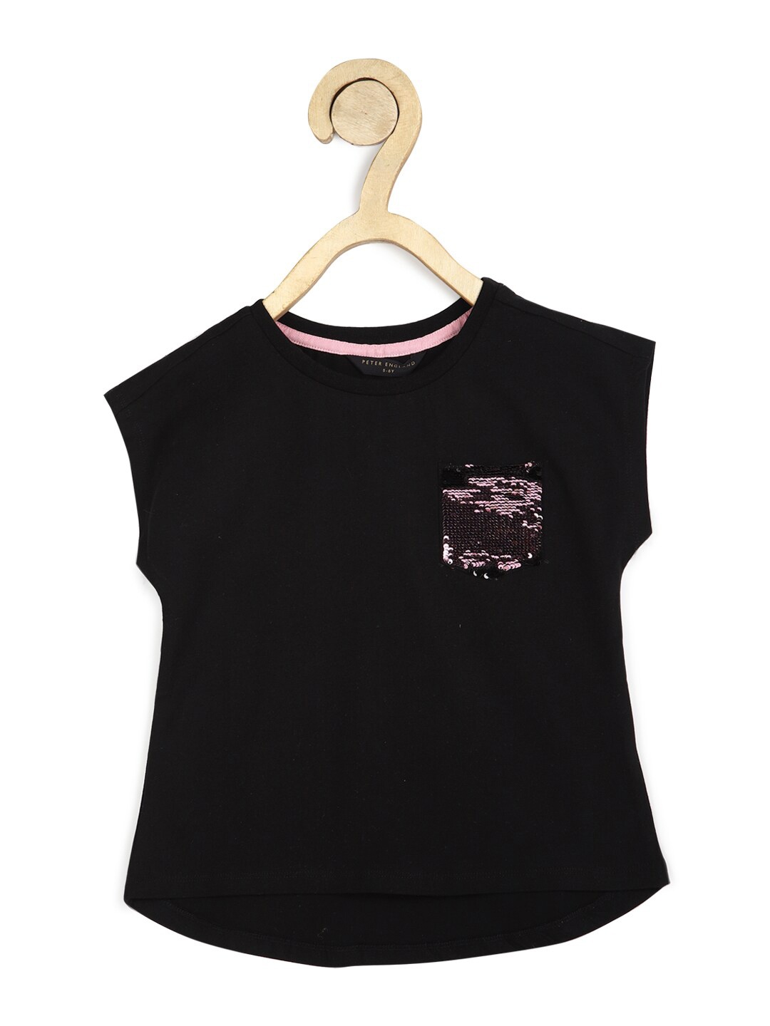 

Peter England Girls Black Extended Sleeves Cotton T-shirt