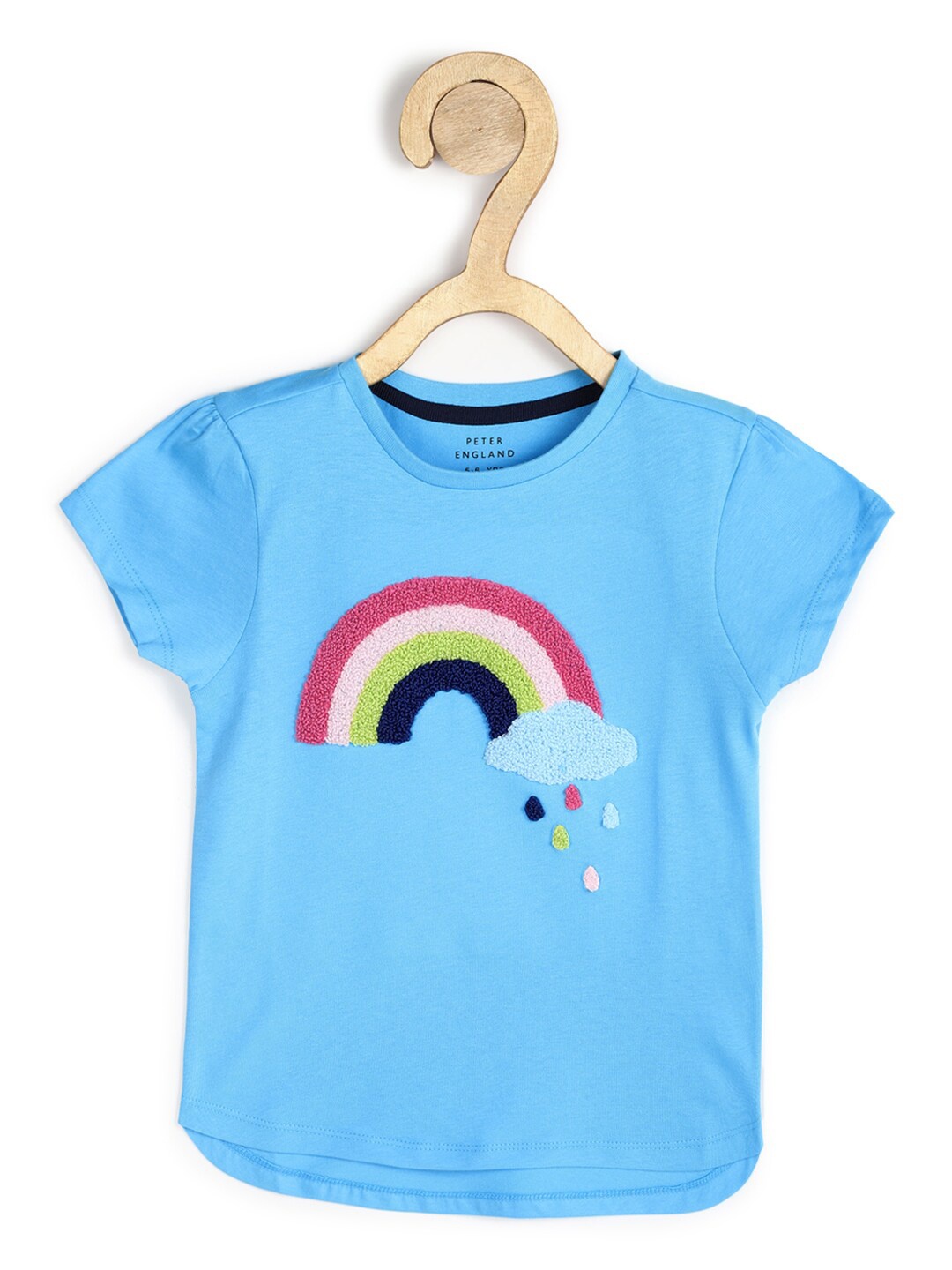 

Peter England Girls Blue Printed Pure Cotton T-shirt